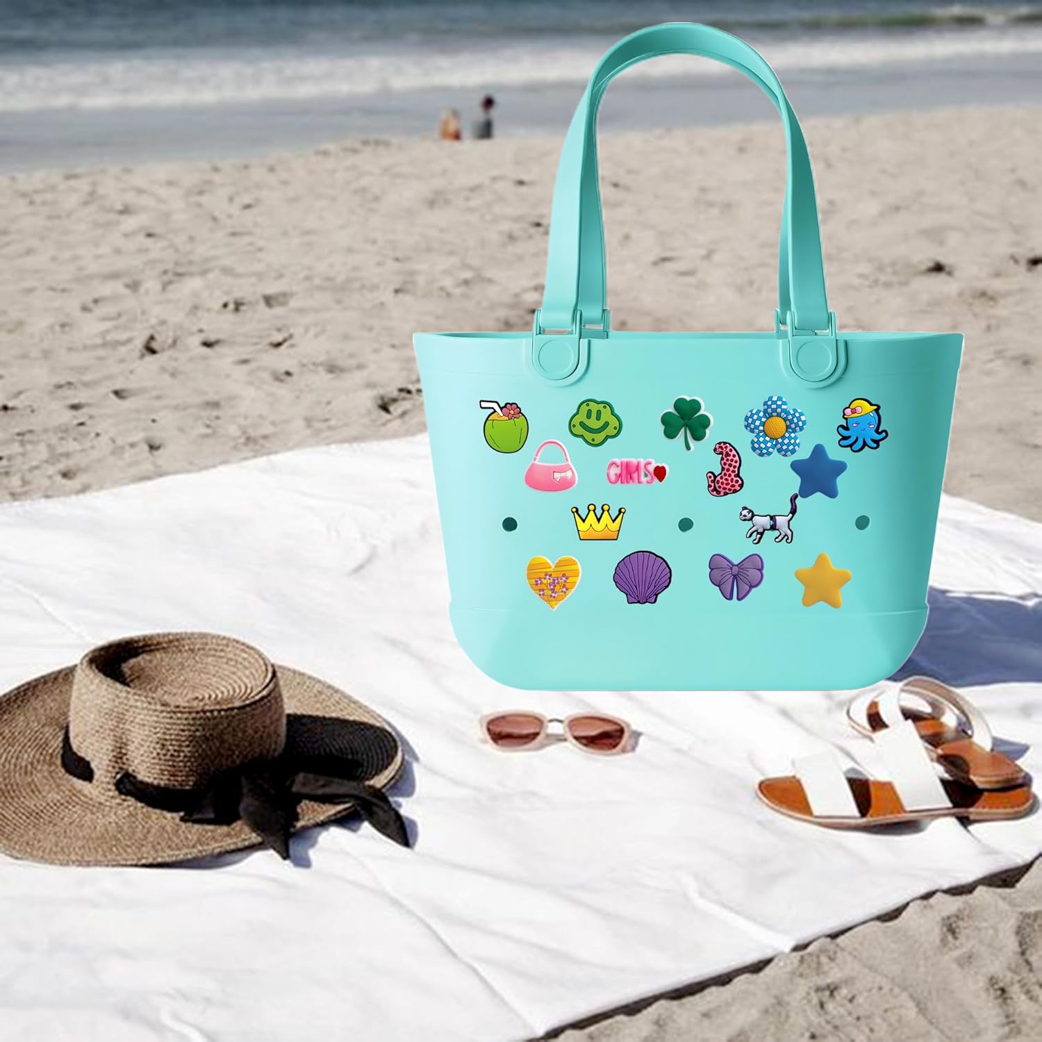 15 Charms for Bogg Bag - Colorful Rubber Inserts Set (Pink, Purple, Blue, Yellow, Green) - Compatible with Bogg Bag Accessories, Beach Bag Charms for Women & Girls (B1) - Image 4