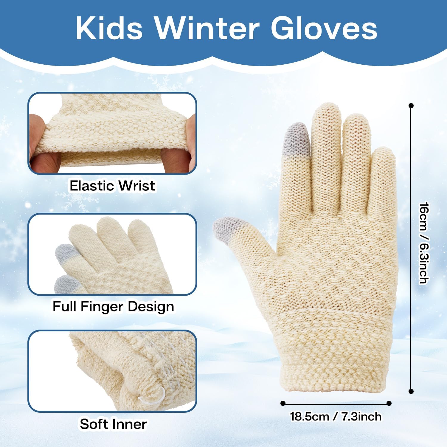 Kids Winter Beanie Hat Scarf Gloves Set Toddler Girls Winter Hat with Pom Neck Warmer Gaiter Mittens Knitted Fleece Lined - Image 4