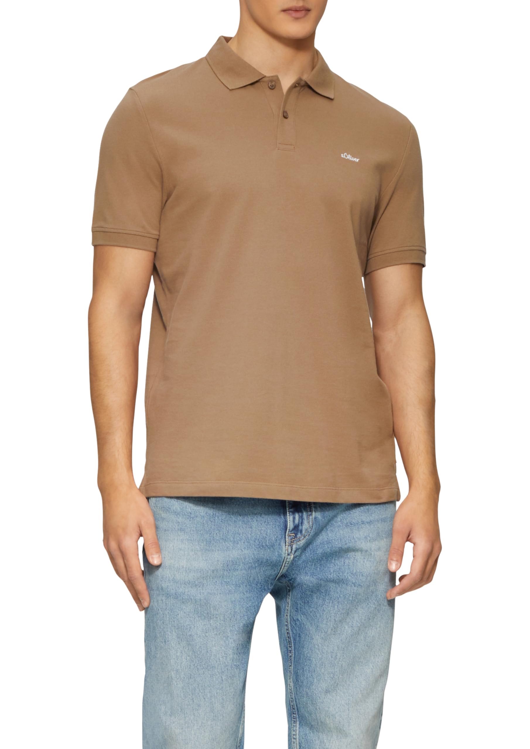 s.Oliver Cotton Pique Polo Shirt, Sandstone, 3XL