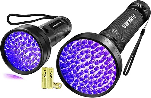 Vansky Linternas UV de luz negra, 100 LED y 51 LED 395 nm, detector de luz negra para orina de perro, gato, mascotas, manchas secas y chinches de
