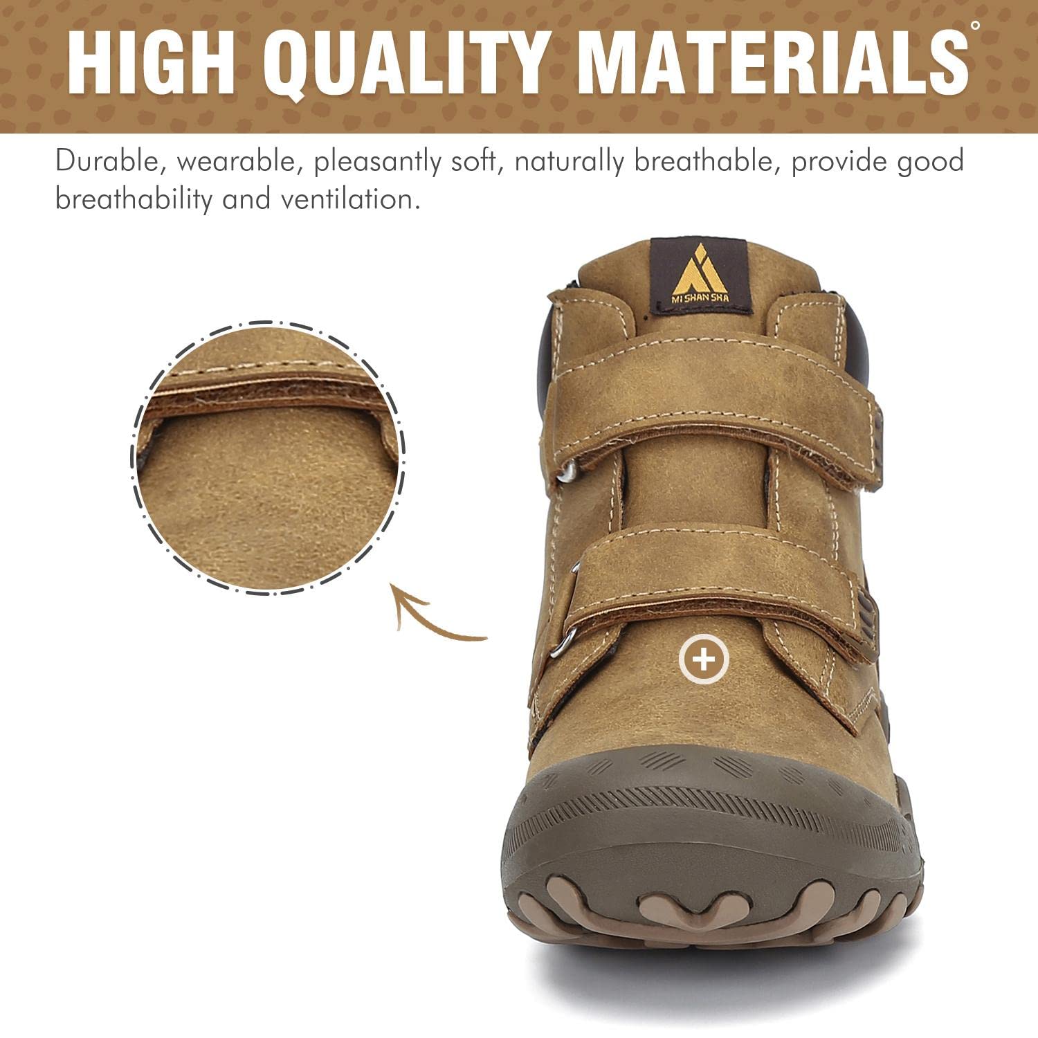 Mishansha Chaussures de Randonné Enfants Légères Bottes de Trekking Antidérapantes Respirant Chaussures de Marche pour Garçon et Fille, Brun Cacahuète, 31 EU