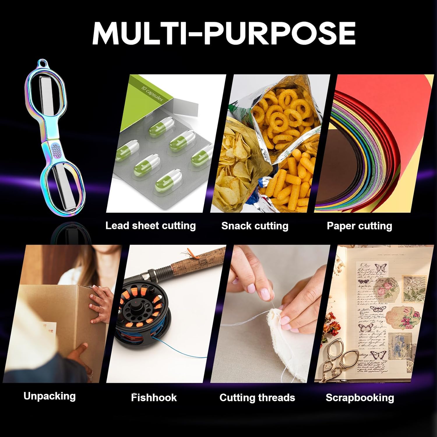 UCEC Folding Scissors, 4 PCS Foldable Scissors Stainless Steel Mini Travel Pocket Portable Small Scissor, Mini Compact Craft Scissor for Office, Home, Outdoor