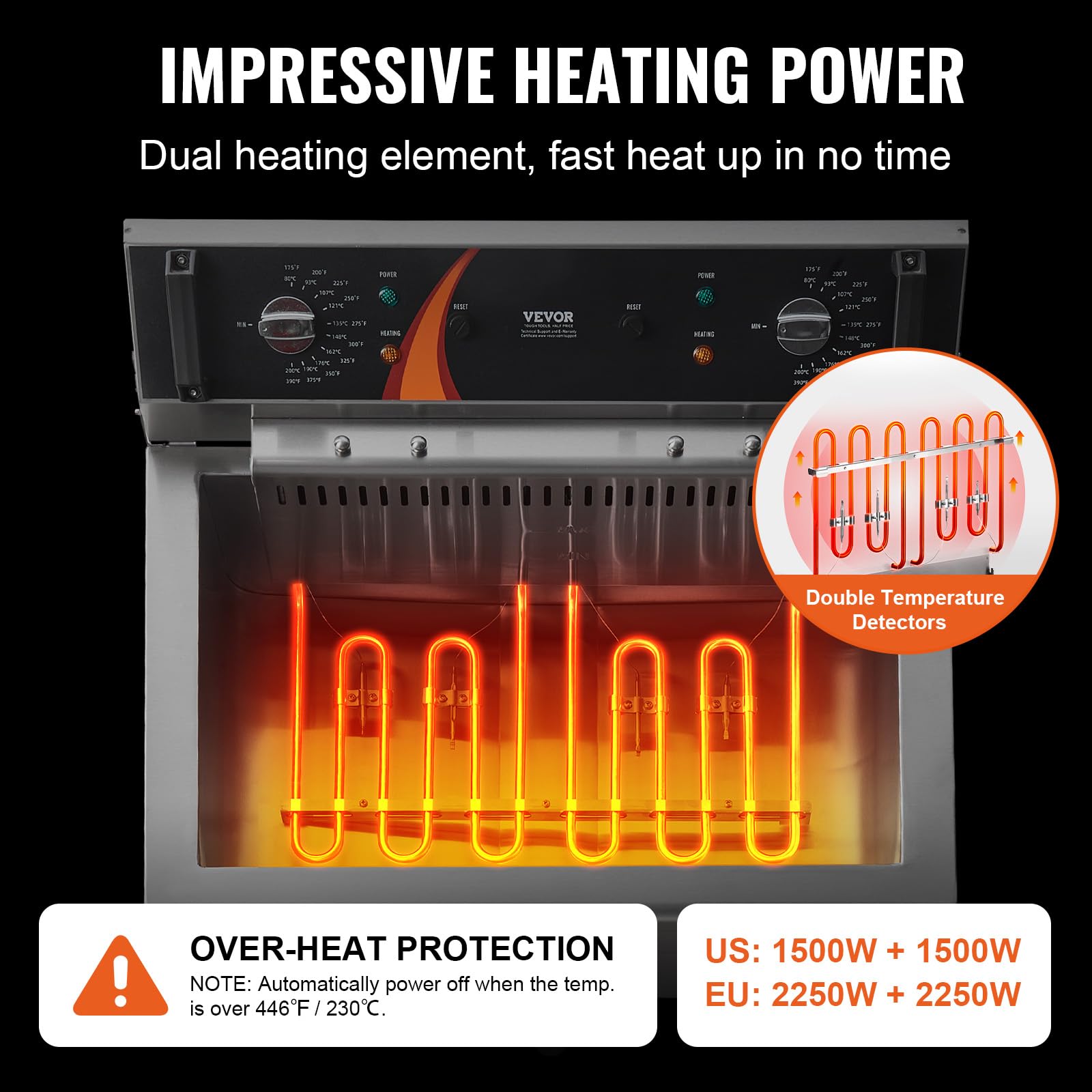VEVOR Friteuse commerciale 2250 W, friteuses à bain d'huile électrique avec panier, en acier inoxydable, grande capacité 20 L pour cuisine, restaurant, café, température réglable 80-200 °C, argenté