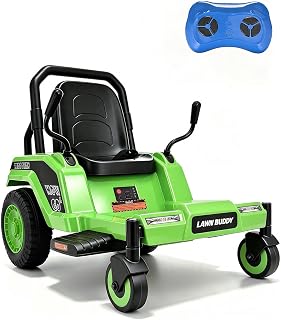 Blitzshark 12V Kids Zero Turn Mower Ride-On, Electric Car for Kids, Green