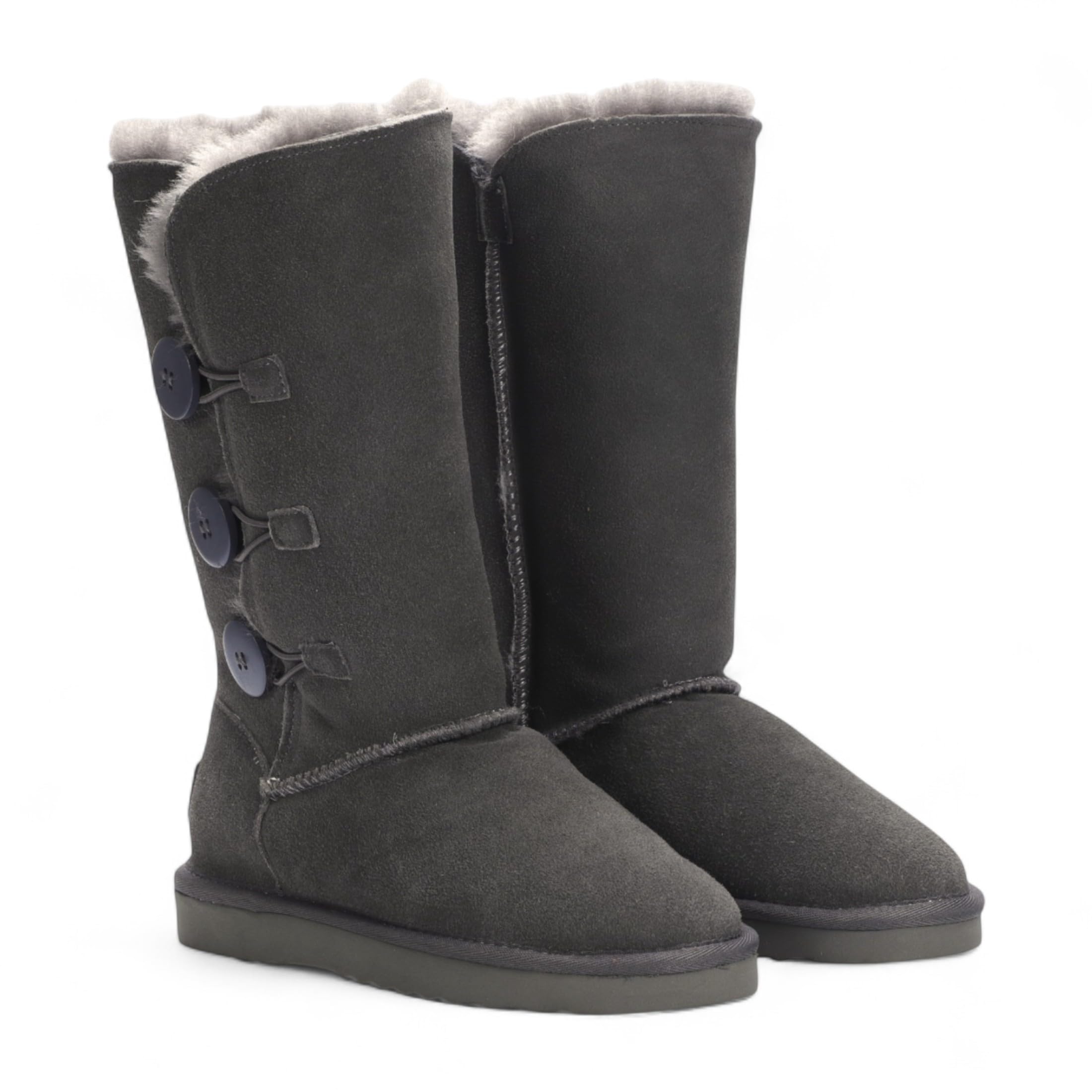 Stivali Invernali da Donna in Pelle di Pecora Scamosciata e Vitello Willow Stivali Slip On Con Bottoni e Fodera in Pelliccia Suola Antiscivolo Calda per Esterni Calzature Comode per il Freddo