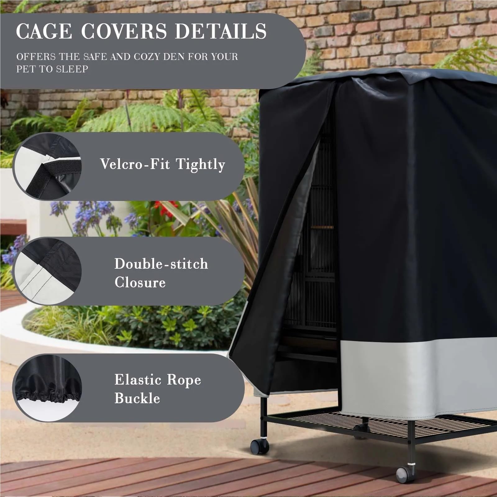 Fundas para jaula de pájaros para interiores y exteriores, para animales pequeños, privacidad y comodidad con panel superior extraíble, duradero, transpirable, impermeable (48 x 48 x 102 cm)