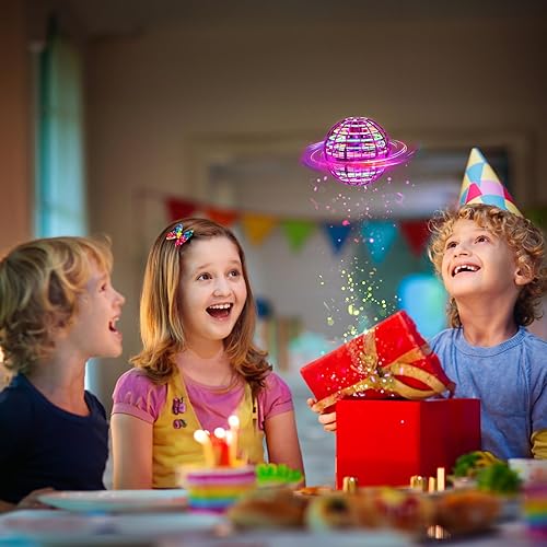 Miniatura 6 de Bola de orbe voladora (rosa, 2025 actualizada) con luces deslumbrantes, giratorio mágico flotante, dron boomerang, globo cósmico flotante, juguetes