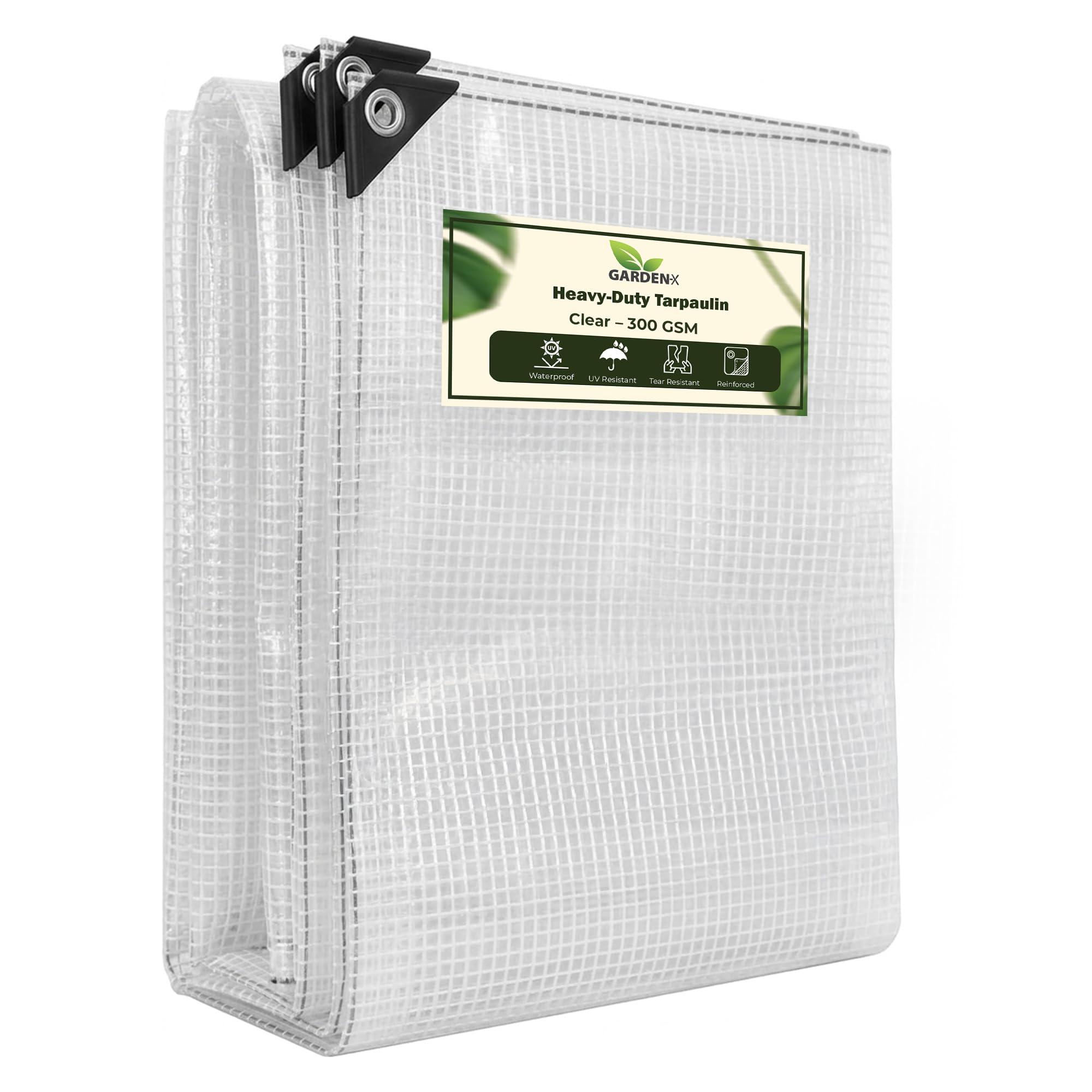 Gardenix Clear (300 Gsm) Tarpaulin 3M X 4M Clear Heavy Duty 300Gsm Waterproof Transparent Tarp Sheet Cover With Mesh Support, Groundsheetmultipurpose Reinforced