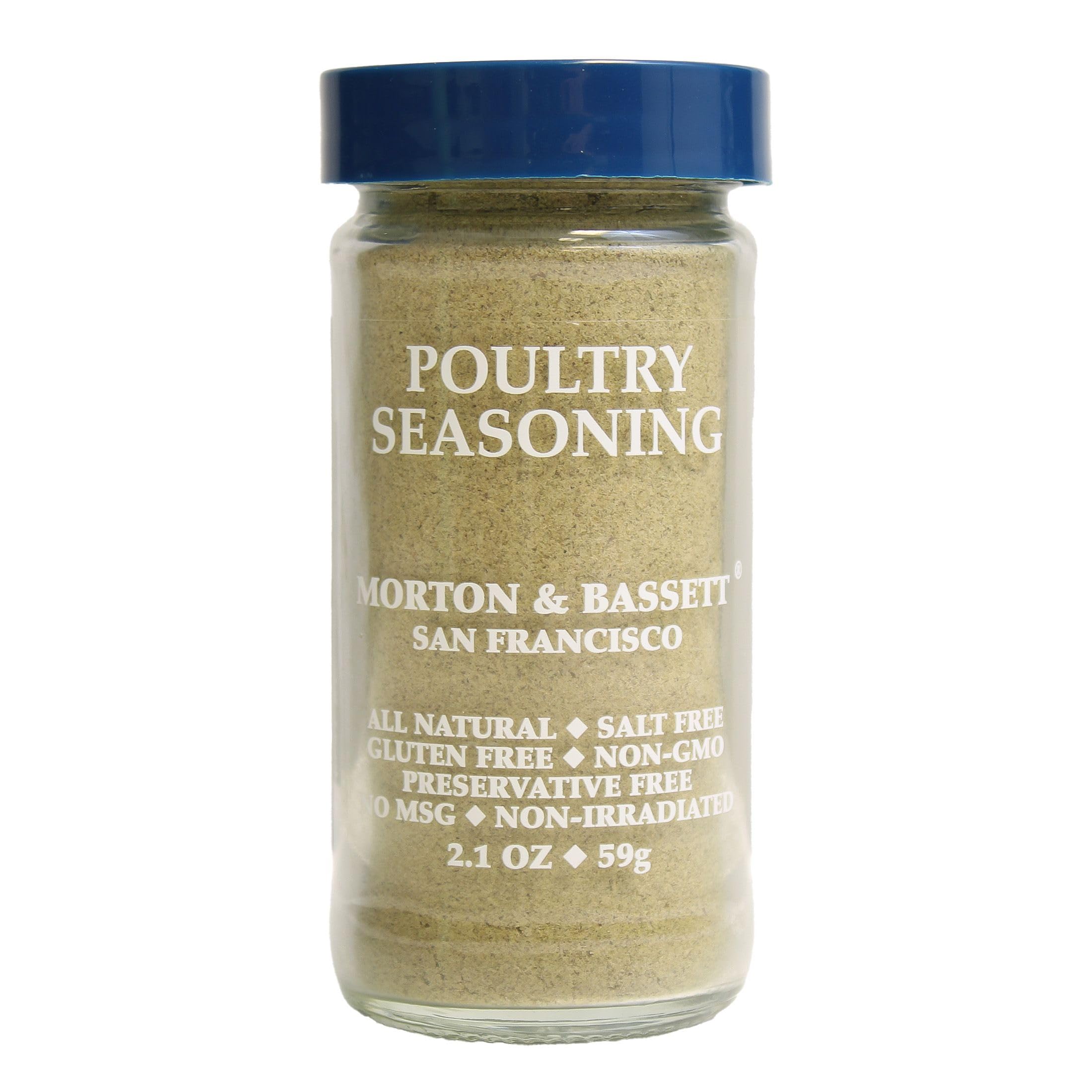Morton & Bassett Poultry Seasoning, 2.1oz – Non-GMO, Salt-Free, Classic Blend for Roasts, Stuffing & Gravy
