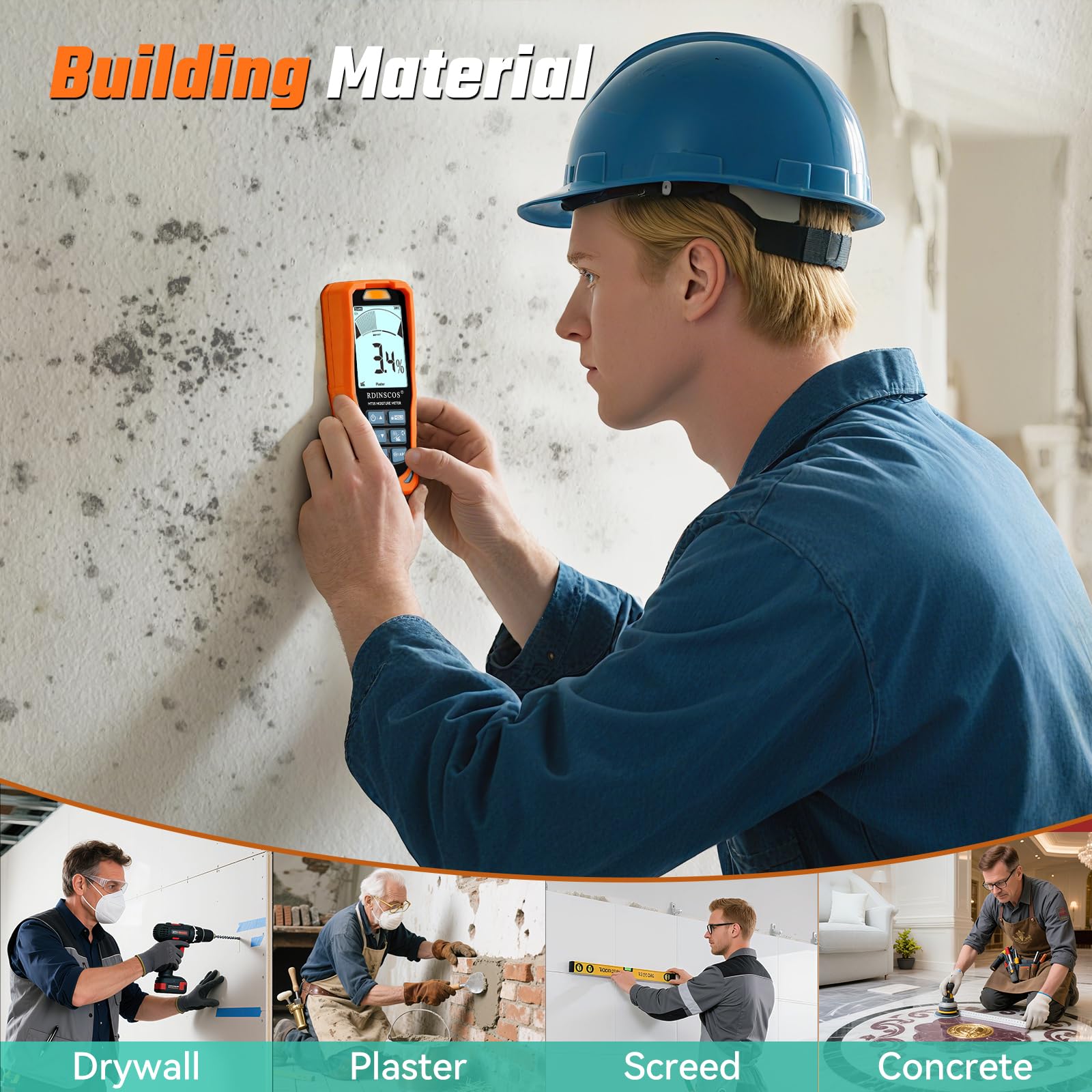 Pinless Moisture Meter - Detect Wall Dampness -5 Pinless Moisture Meter - Detect Wall Dampness -5