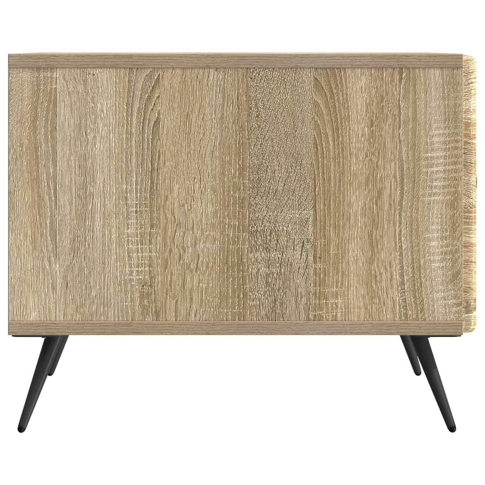 Stolik kawowy dąb Sonoma z materiału drewnopochodnego 49 x 50 x 40 cm z szufladą i miejscem do przechowywania, stolik pomocniczy do salonu, stolik pomocniczy, półka na sofę, styl vintage, do
