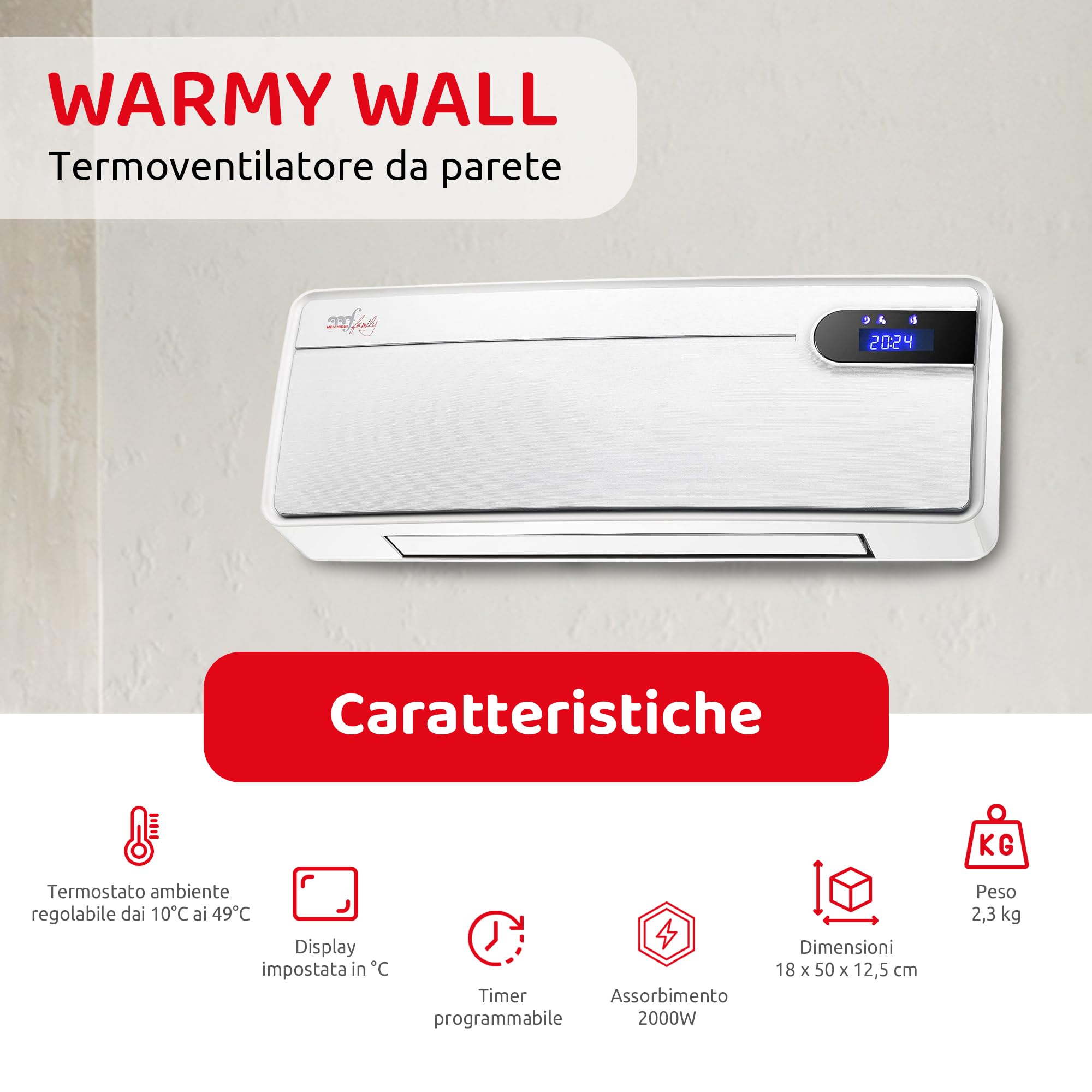 TERMOVENTILATORE DA PARETE PTC WARMY WALL