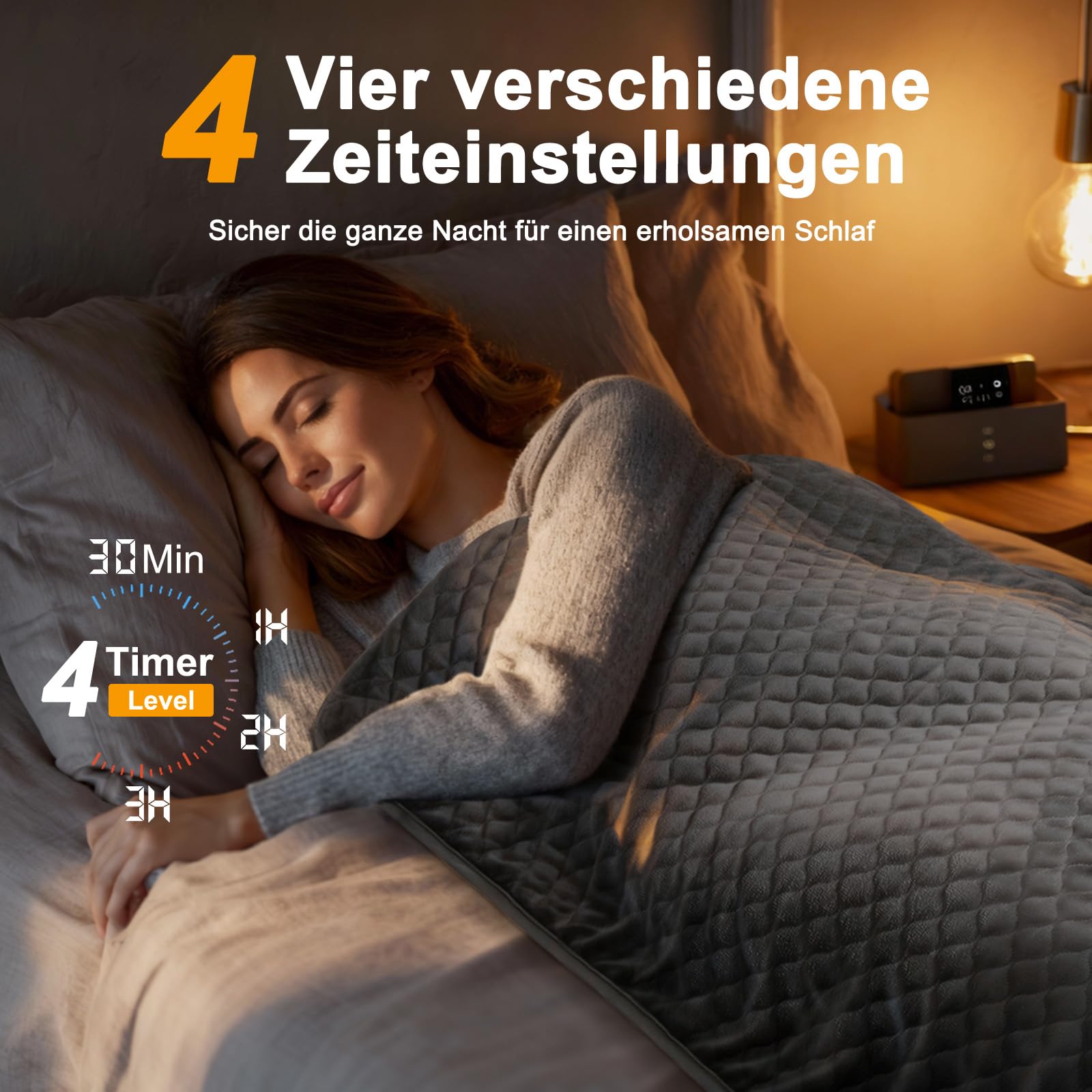 Focbeo XXXL Heizkissen mit Abschaltautomatik (80 x 60 cm), Wärmekissen elektrisch mit 6 Temperaturstufen & 4 Zeiteinstellungen für Rücken, Schultern, Bauch, Beine, Schnellaufheizung, Maschinenwaschbar
