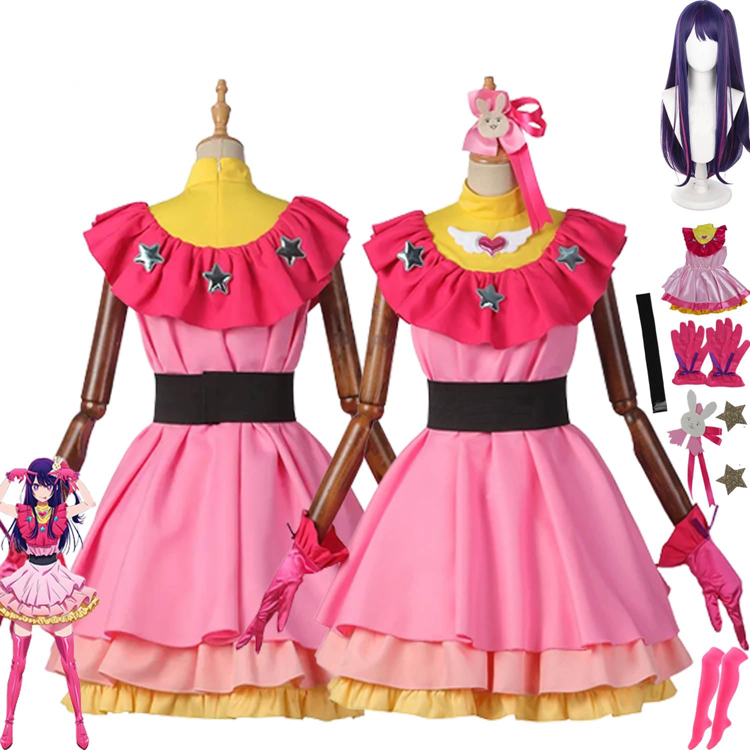 Anime Personaggio Hoshino Ai Cosplay Costume Vestito Gioco di Ruolo Uniforme Set Completo Halloween Carnevale Festa Dress Up Suit con Parrucca Copricapo per Donne