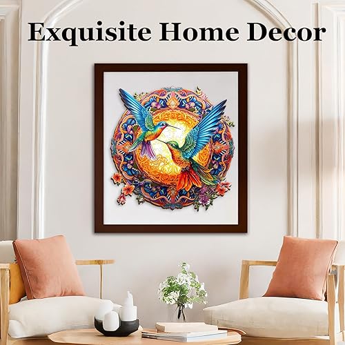 Miniatura 2 de KAAYEE Rompecabezas de madera para adultos, rompecabezas de madera con forma única avanzada de colibrí para adultos, rompecabezas familiares