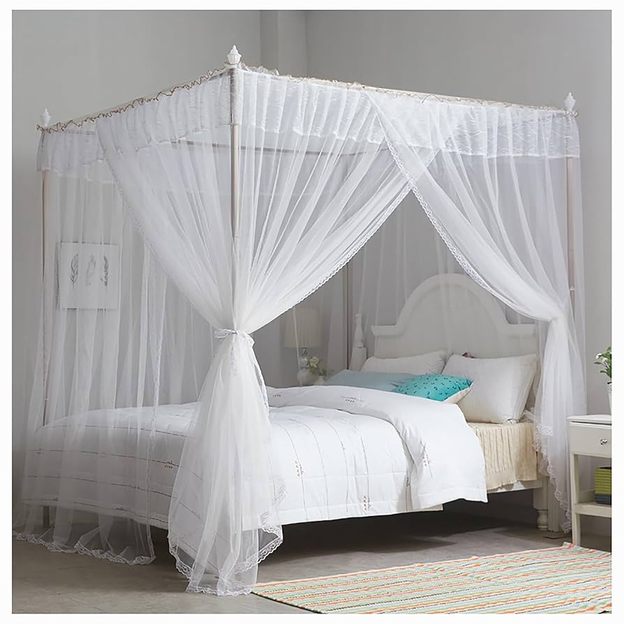 Amazon｜4 コーナー天蓋ベッドフレームポストポールカーテン