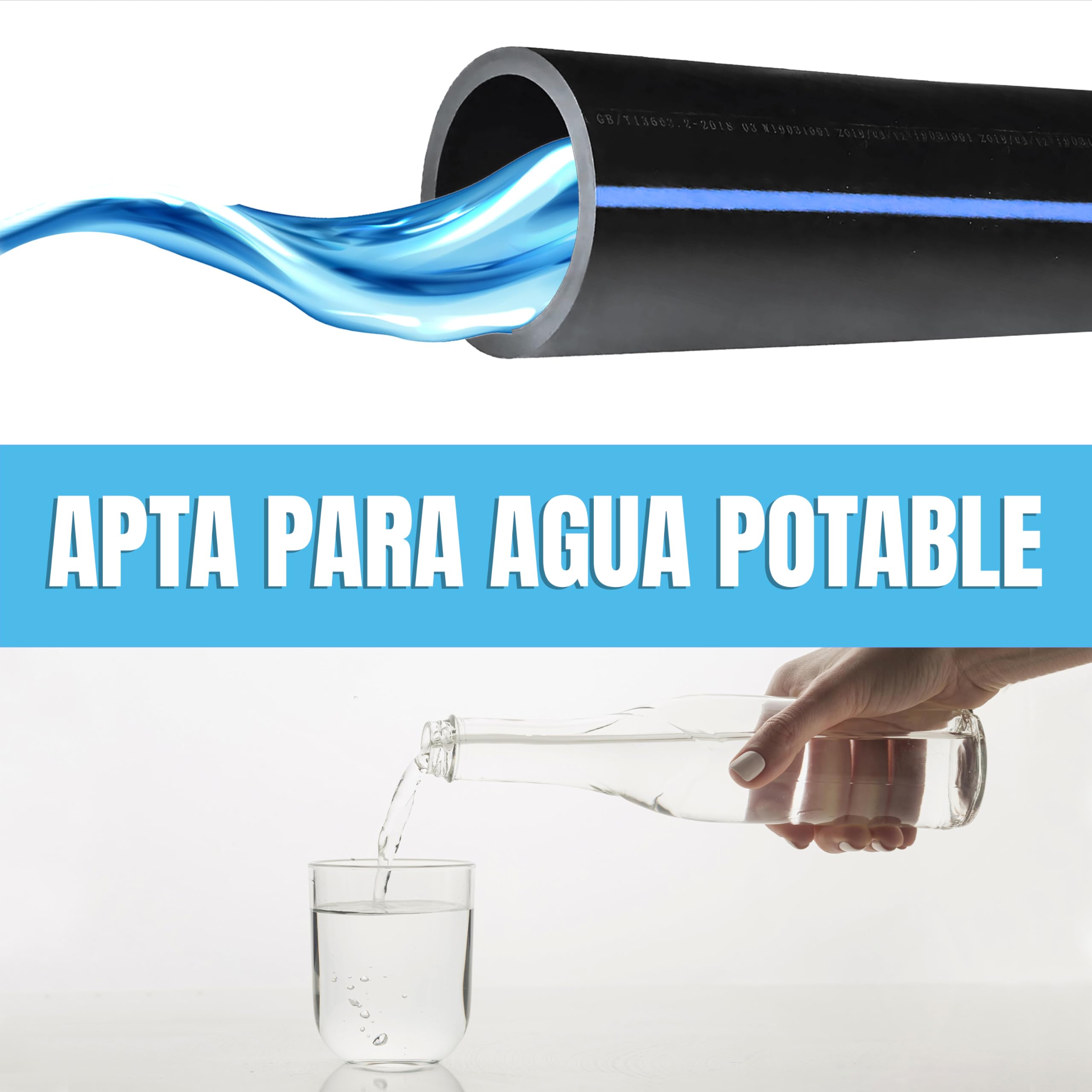 ESTO Tuyau d'irrigation 25 PN 100 mètres ⌀ 25mm, Tuyau d'eau jardin polyéthylène haute densité, Irrigation haute pression