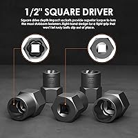 Vista 3 de Juego de 5 piezas de extractor de pernos de servicio pesado, herramienta de extracción de tuercas de rueda de impacto de 1/2" de transmisión
