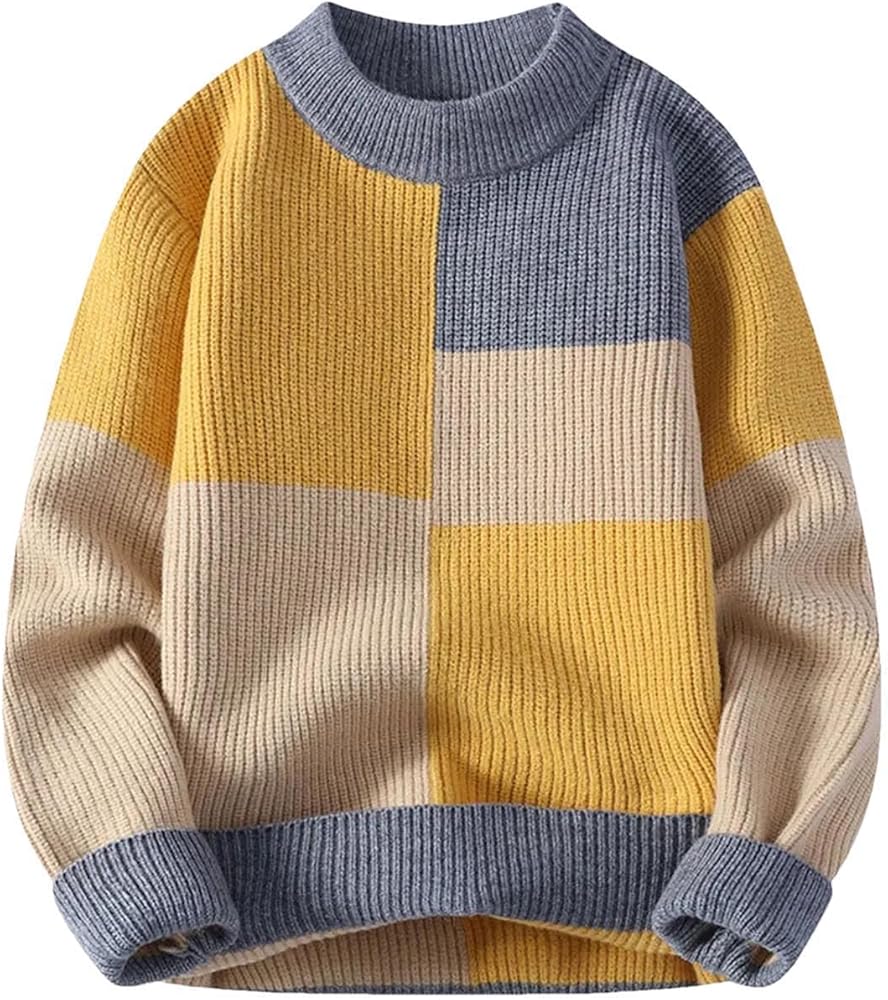 Men's Patchwork Pullover Sweater Autumn Winter Knitted Crewneck Long Sleeve  Casual Sweaters, 9235 Gray9, XX-Large : Amazon.ca: Clothing, Shoes \u0026  Accessories