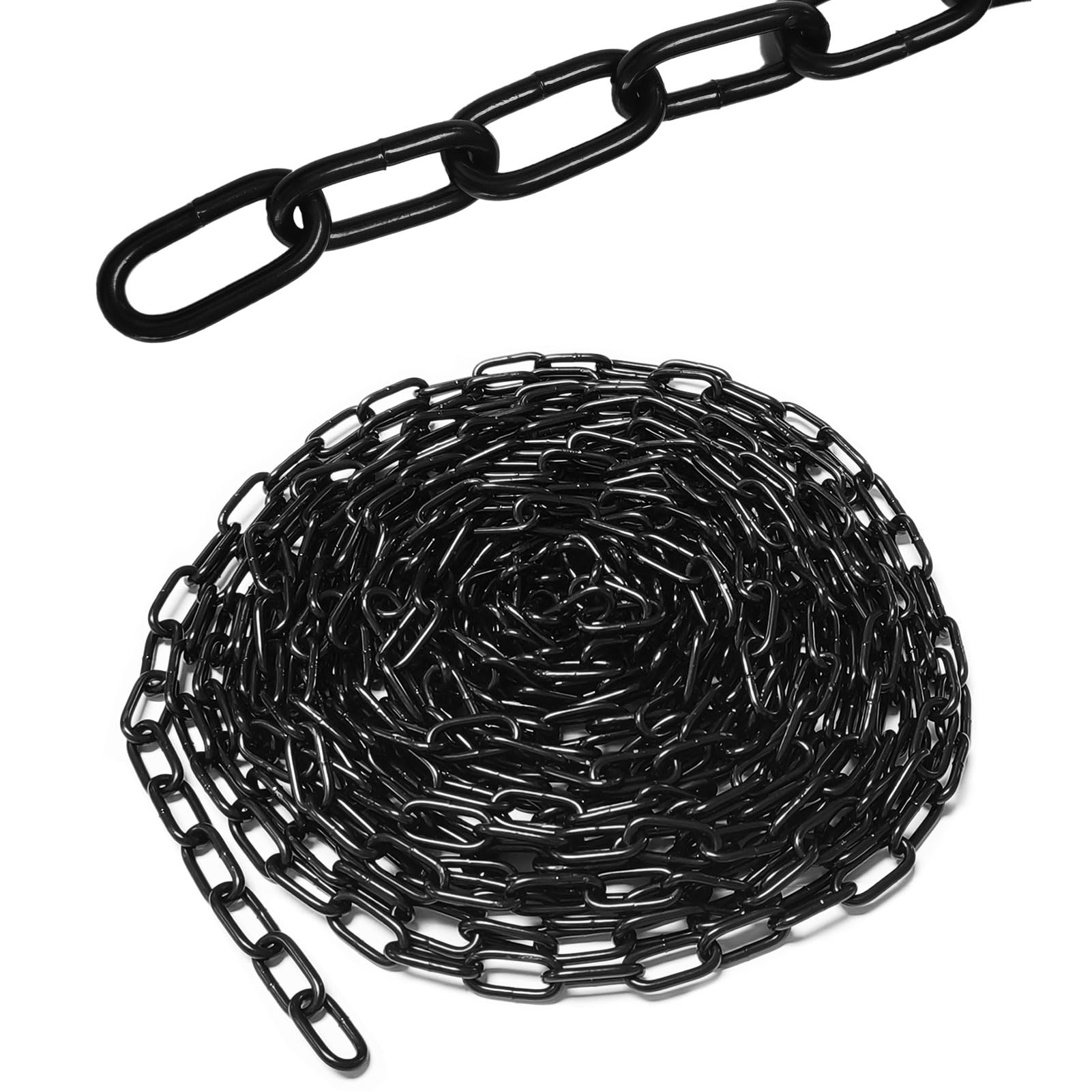 10m Stahlkette aus Kohlenstoffstahl, Schwarz 3mm Stahlkette, Gliederkette Meterware aus Kohlenstoffstahl für Hängezäune, Schaukelketten, Wäschetrockenketten, Kette Hängesessel, Lampenkette