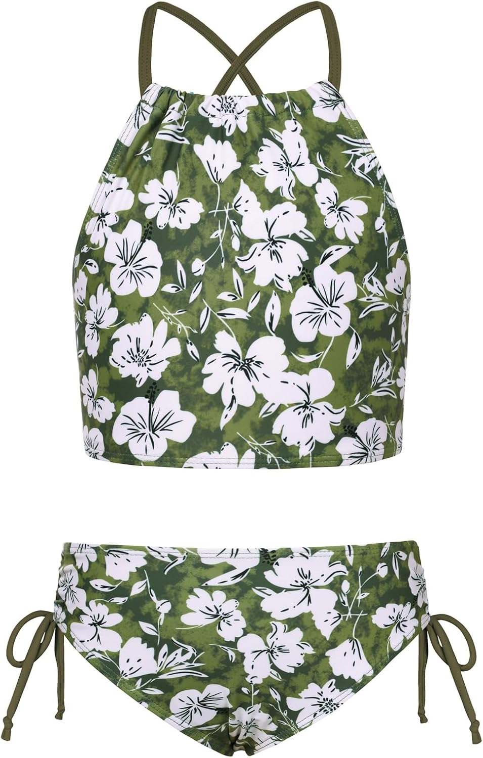 GRACE KARIN Girls Swimsuit Tankini Set Rash Guard Long Sleeve Swimsuit 4 Piece Bathing Suit Swimwear 5-14Y - Image 3