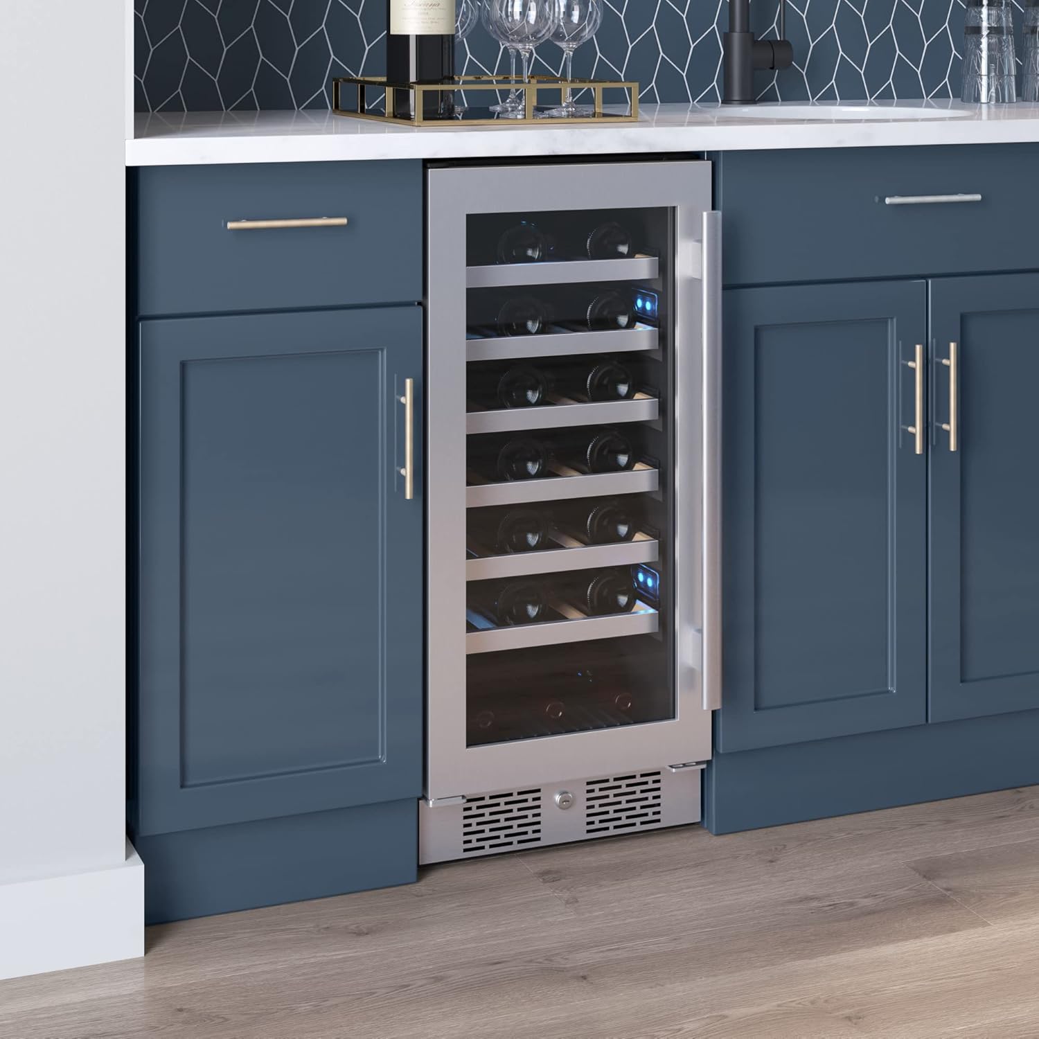 Avallon AWC152SZLH 15 Inch Wide 27 Bottle Capacity Single Zone Wine Cooler with Left Swing Door