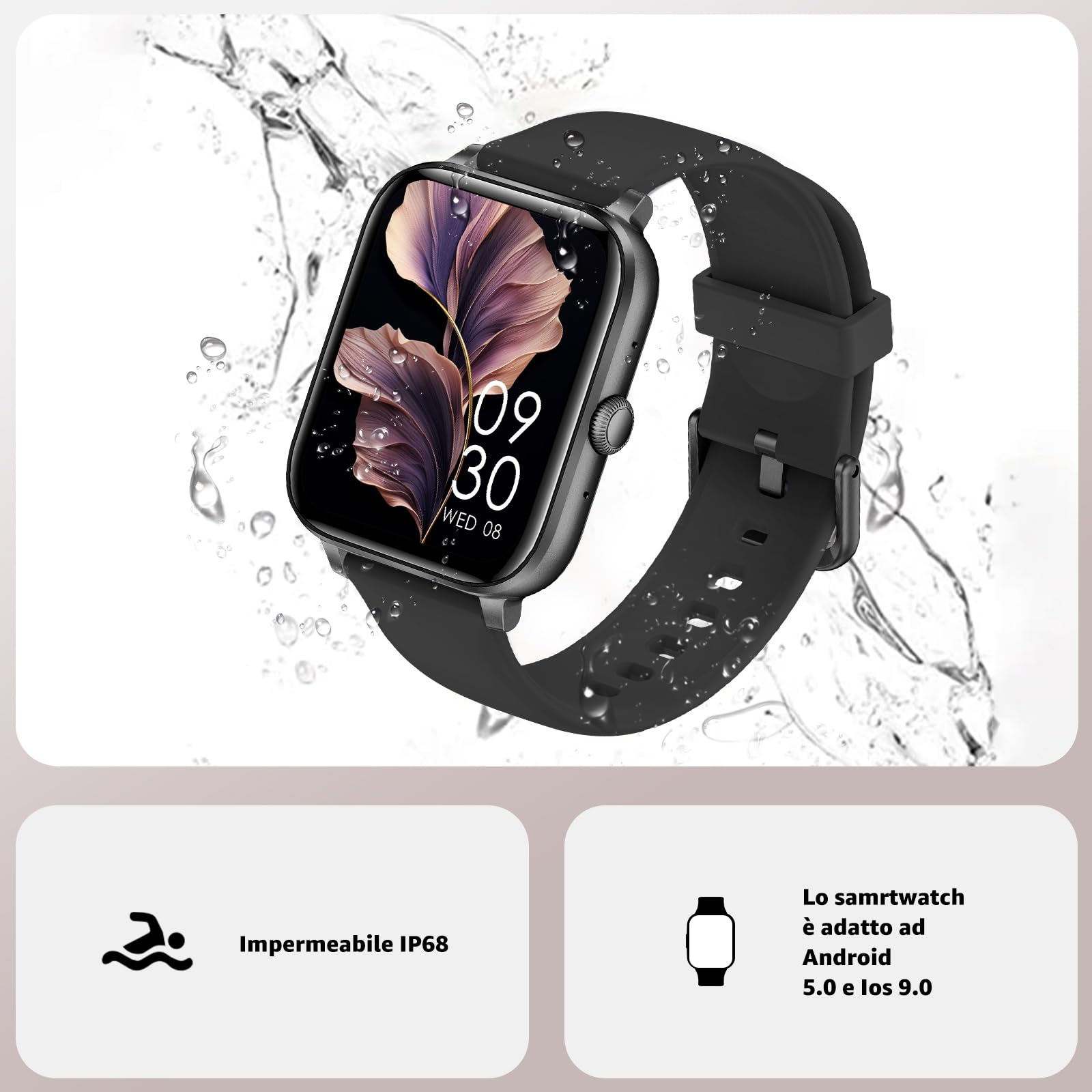 Smartwatch Uomo Donna con Chiamate, 1,83" Schermo Touch HD, Fitness Watch con Monitoraggio Battito/Sonno, Contapassi, 123+ Modalità Sportive, Impermeabile IP67 per Android iOS