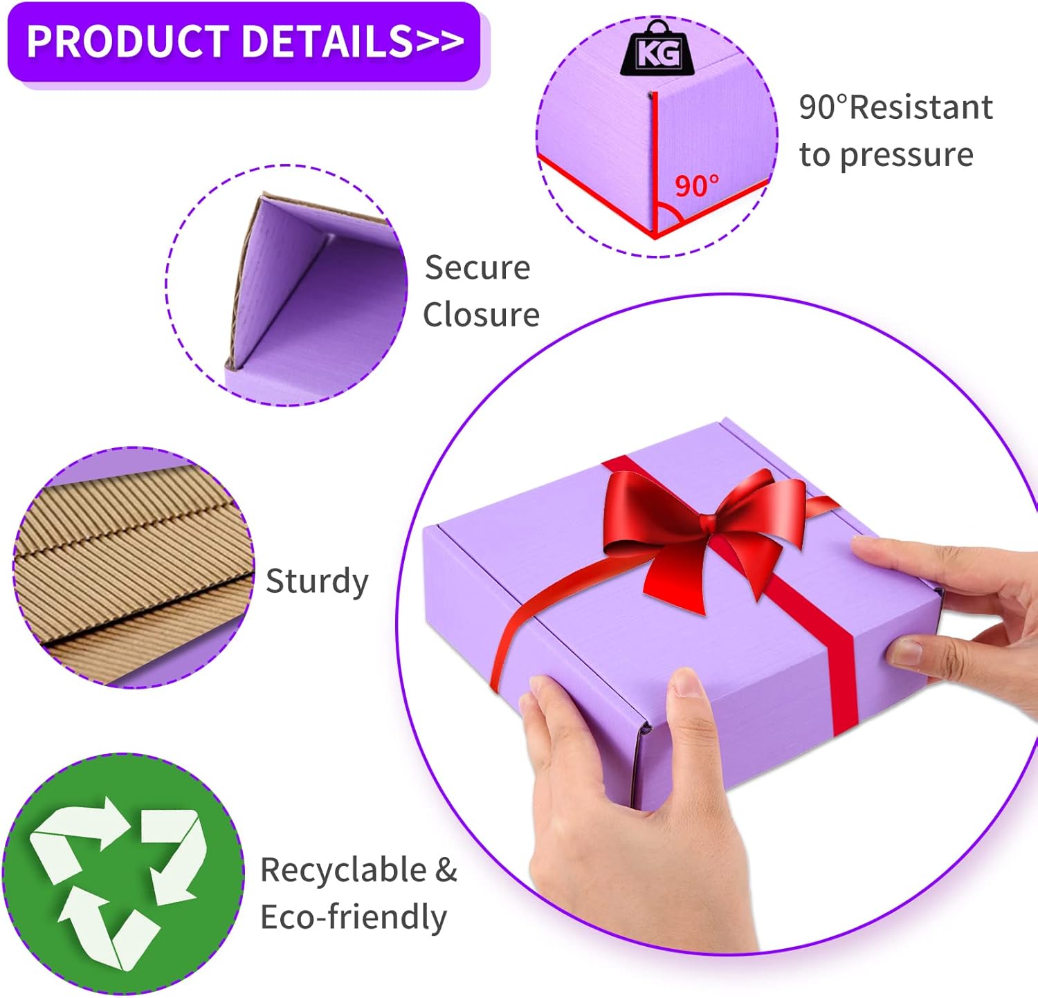 25 Pack Small Shipping Boxes Purple Corrugated Cardboard Box 7x5x4 inches，Corrugated Box for Packaging Small Business,Mailing Packing Literature Mailer,Shipping Gift Boxes