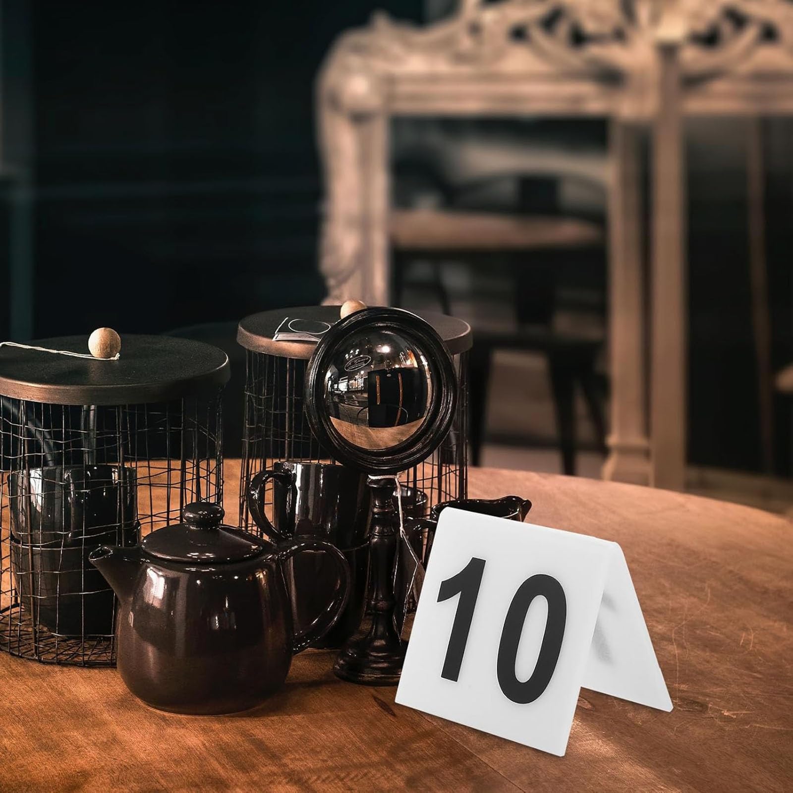 Tablica rejestracyjna stolika restauracyjnego w kształcie litery V | Wodoodporne i odporne na rdzę, odporne na upadki i zużycie, dwustronnie widoczne, wyraźne napisy.(5.5*6.3cm,1-25)