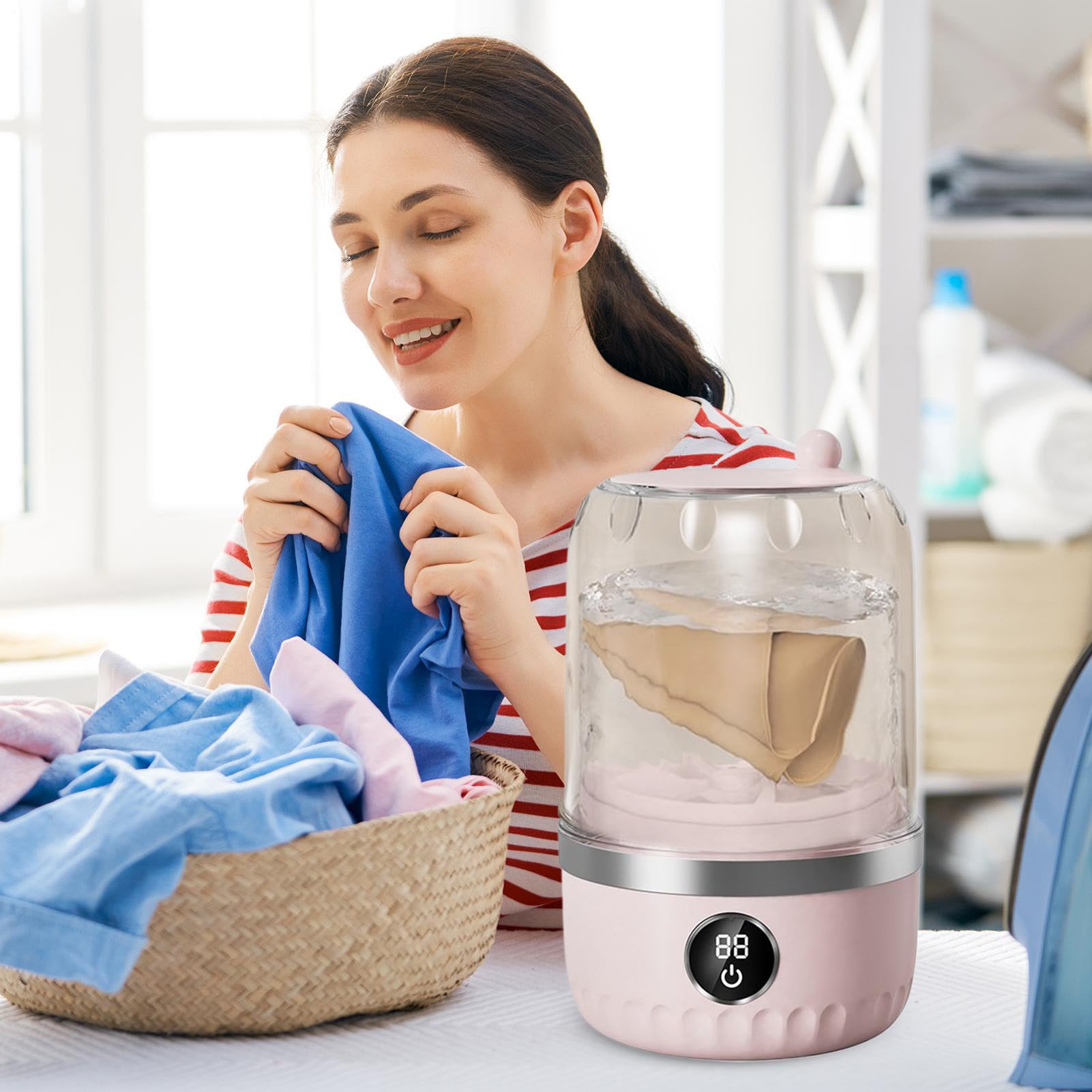 Przenośna pralka – mini urządzenie do prania, kompaktowa podkładka 1 l z uchwytem, konstrukcja ABS z lekką ramą, urządzenie materiałowe do mieszkań, akademików, hoteli, ubrań podróżnych