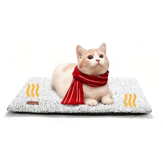 Cat Beds for Indoor Cats Self Heating Mat Cat Blanket Washable with Removable Cover Self Warming Puppy Pad Heated Cat Bed Outdoor Cushion Mattress for Small Pets Ease Arthritis 61x45cm