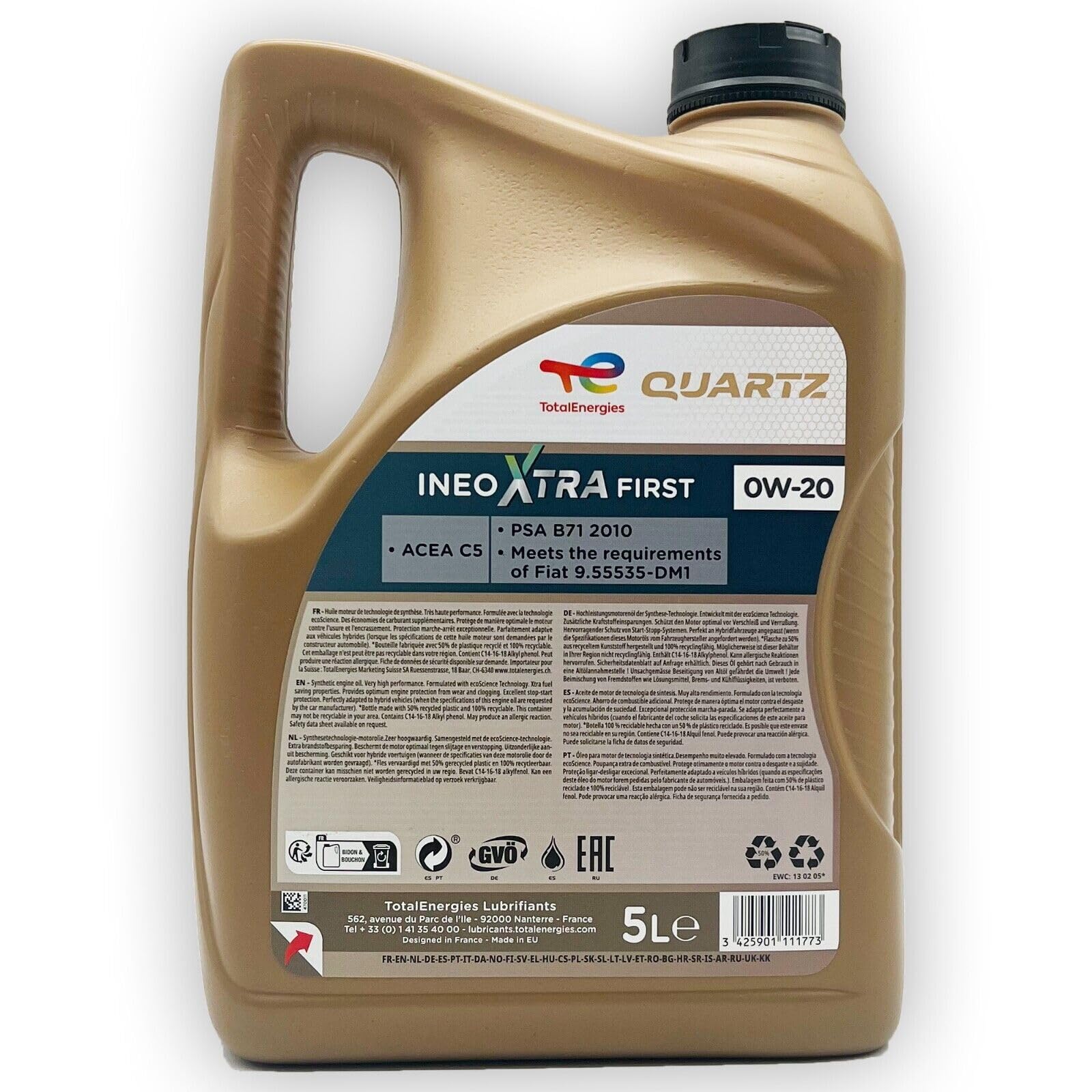 5 L Total Quartz Ineo Xtra First 0W-20 | Kompatibel mit | PSA B71 2010 | Opel/Vauxhall OV 040 1547 - A20 | 5 Liter | Motoröl | Motorenöl | mit Trichter | weitere Empfehlungen siehe Artikelbeschreibung