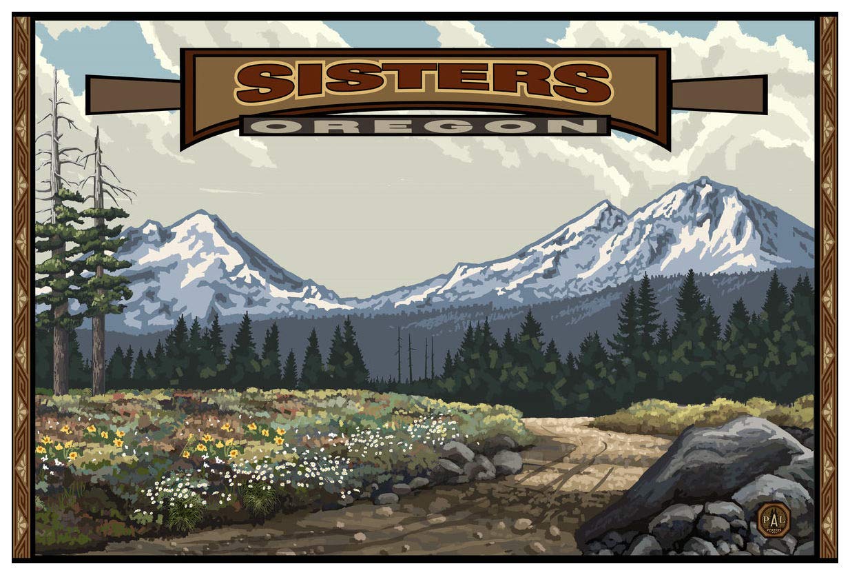 Sisters Oregon Three Sisters Giclee Art Print Poster from Travel Artwork by Artist Paul A. Lanquist 12" x 18"