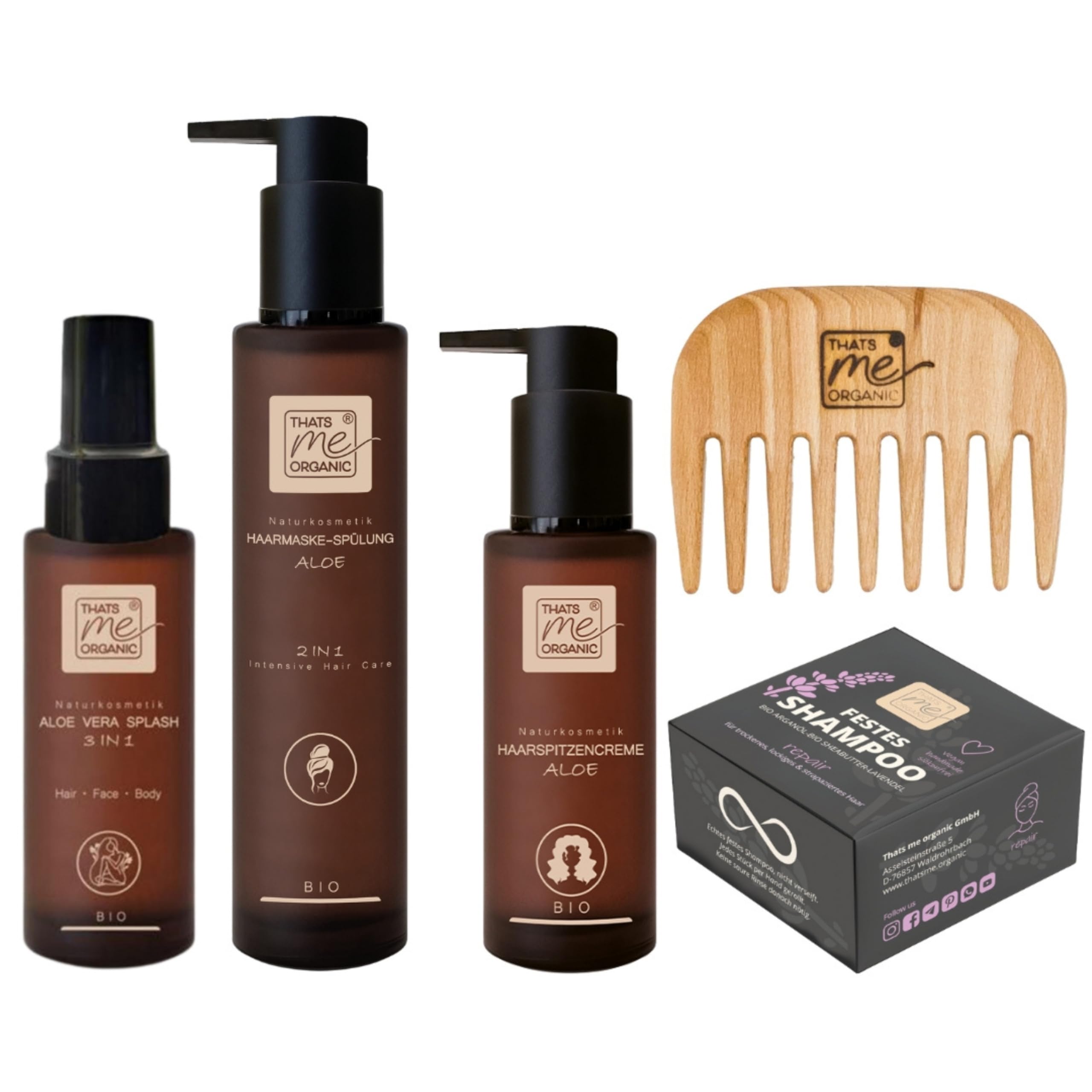 Thats me Organic Curly Girly Locken-Routine Set – Perfekte Lockenpflege für Naturlocken – Mit BIO Aloe Vera, Haarmaske, Shampoo und Lockenkamm – Styling mit Curly Girl Methode Produkte