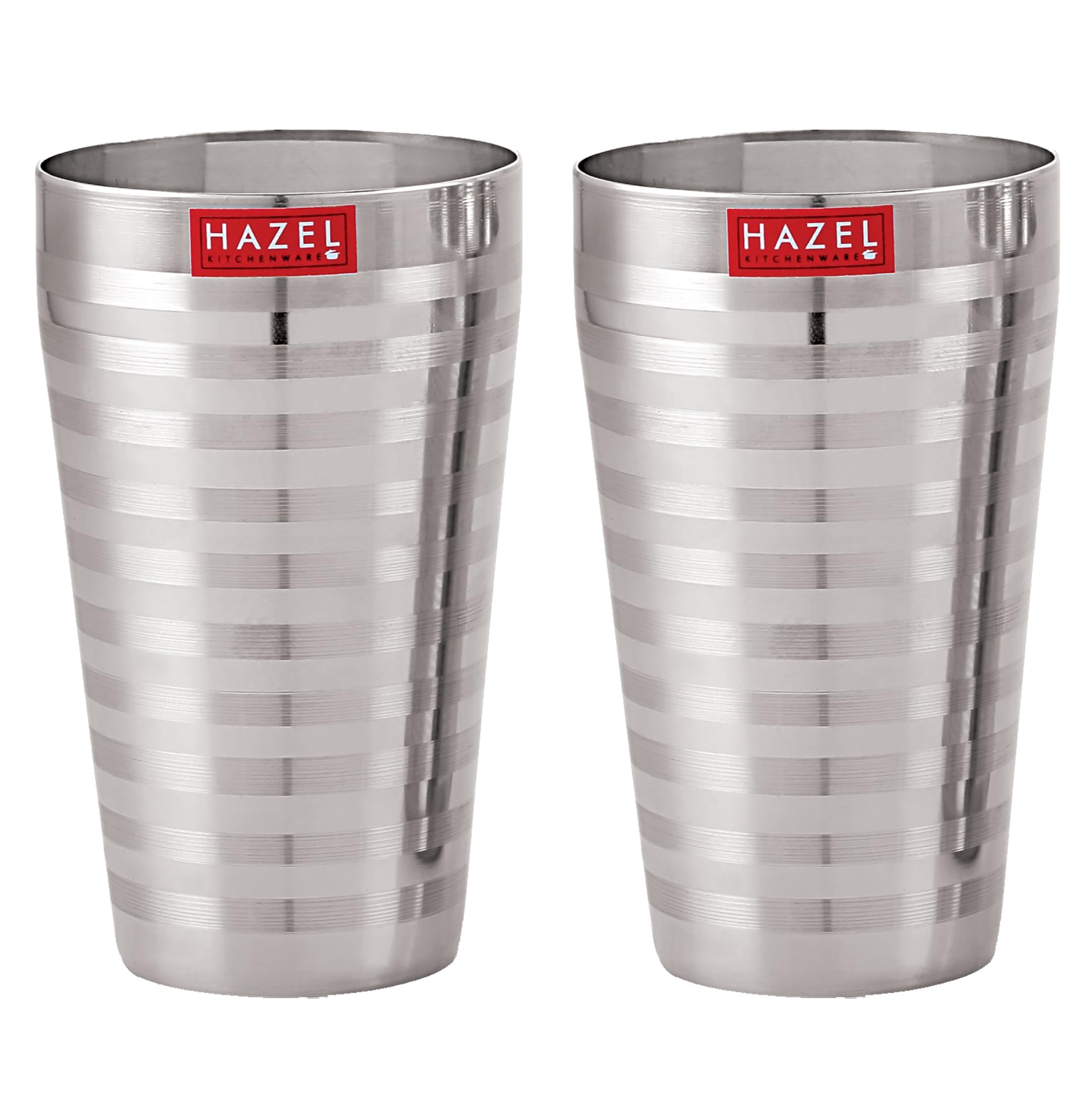 HAZEL Jumbo Lassi Glass Set of 2 | Stainless Steel Big Steel Drinking Glass 750 ML | Multipurpose Water, Thandai & Juice Glass