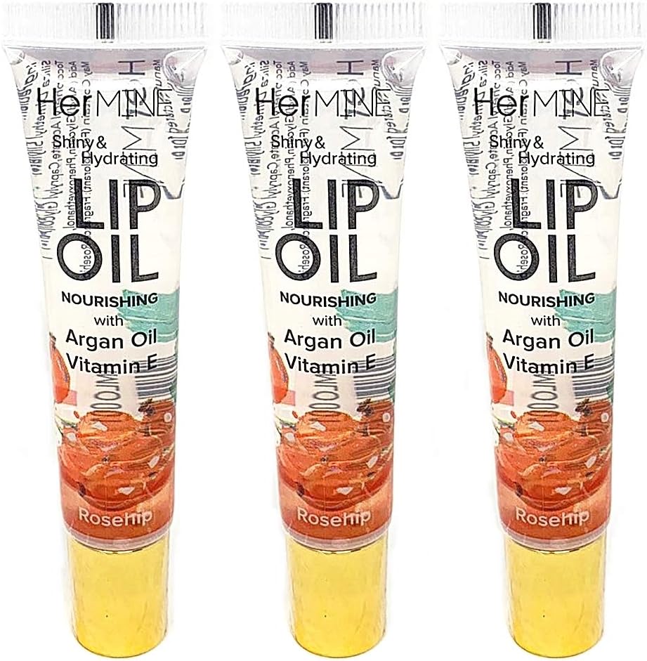 HerMINE Hydrating Lip Oil with Argan oil & Vitamin E Clear Long Lasting Nourishing Lip Oils Moisturizing Gel Multi-Packs Softening Clear Oil