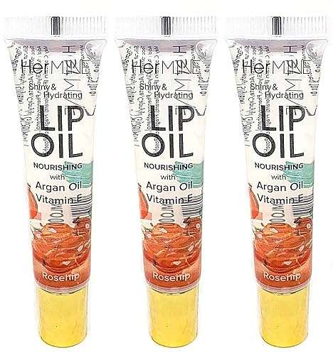 Miniatura 8 de HerMINE Aceite hidratante para labios con aceite de argán y vitamina E, aceites labiales nutritivos transparentes de larga duración, gel hidratante,