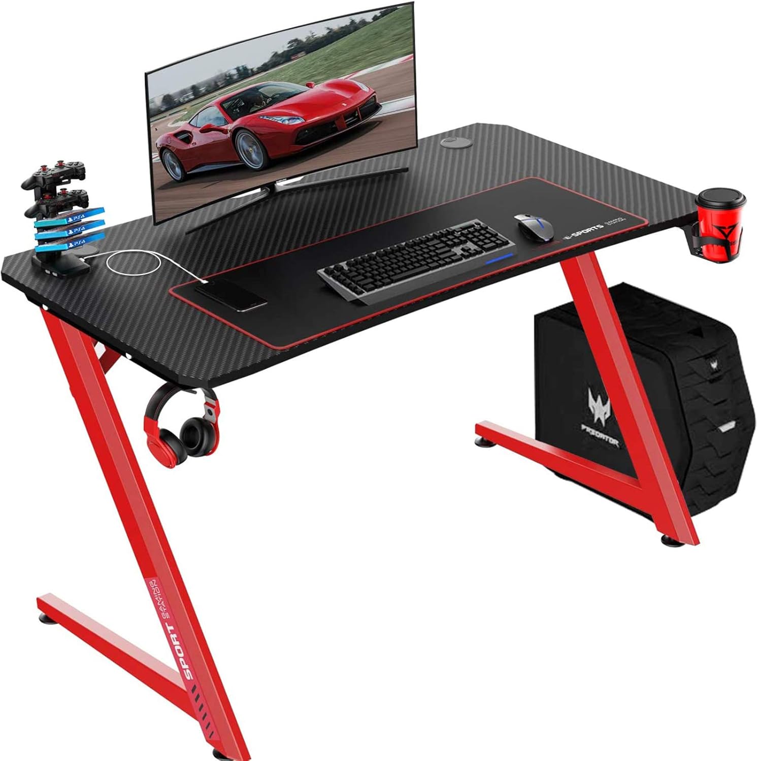 VIT 44 Inch Ergonomic Gaming Desk, ZShaped Office PC Computer Desk