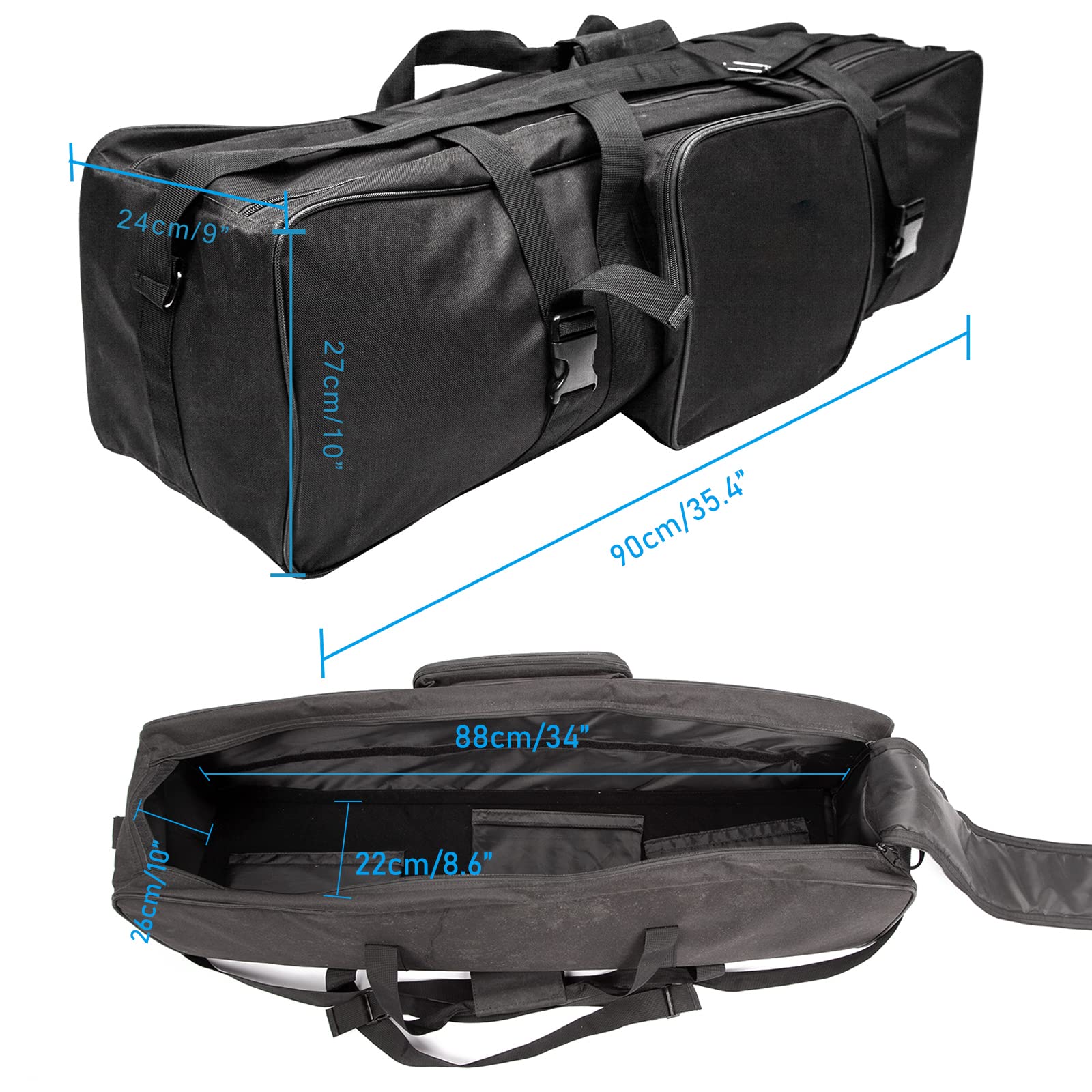 Bolsa de Transporte Resistente para Equipo de iluminación de Estudio fotográfico, 90 x 27 x 24 cm, Funda de Almacenamiento portátil para cámara, trípode y Soporte de luz