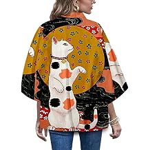 LAI MENG FIVE CATS Womens Funny Cute Cat Cardigan Lightweight Kimono Loose Cover up Blouse Tops