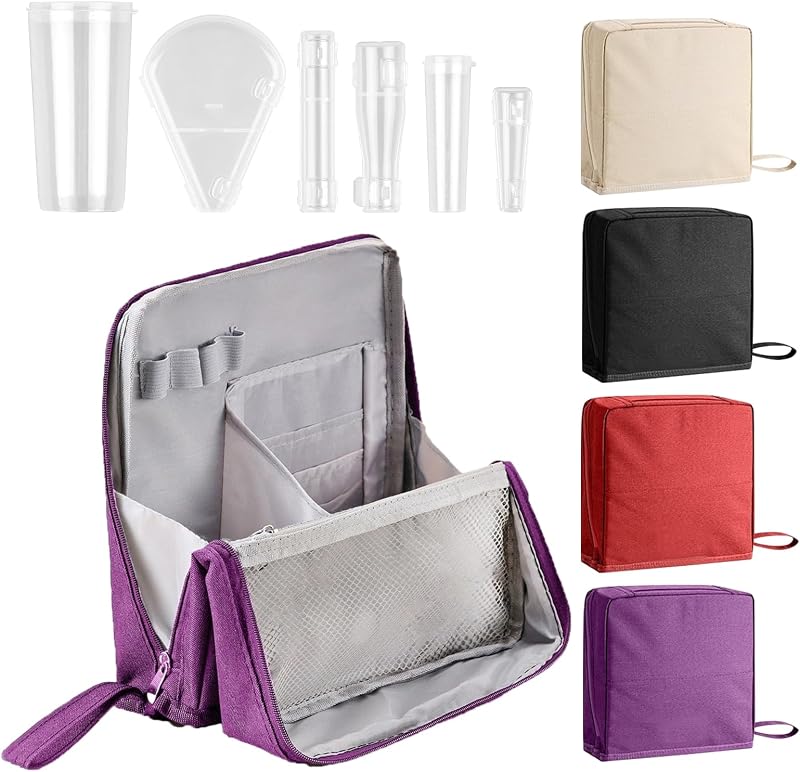 Necessaire de maquiagem em pé LFZHAN com 6 protetores para pincéis, roxa