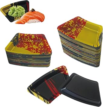 Disposable Small Sushi Tray, Flabellate Dipping Sauce Dishes, Mini Serving Plates, Plastic Condiment Soy Sauce Dish for Parties, BBQ, Restaurant - 100PCS