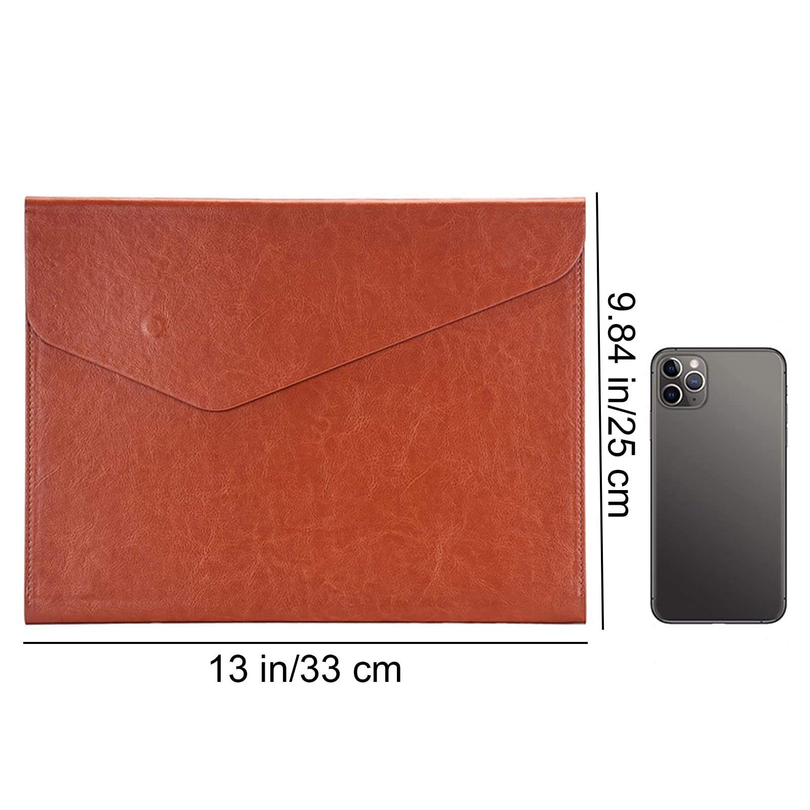 VANRA 1 Piece File Folders PU Leather Expanding Document Holder File Jacket Filing Envelope for A4 Letter Size Paper with Invisible Magnetic Closure Brown - Image 2