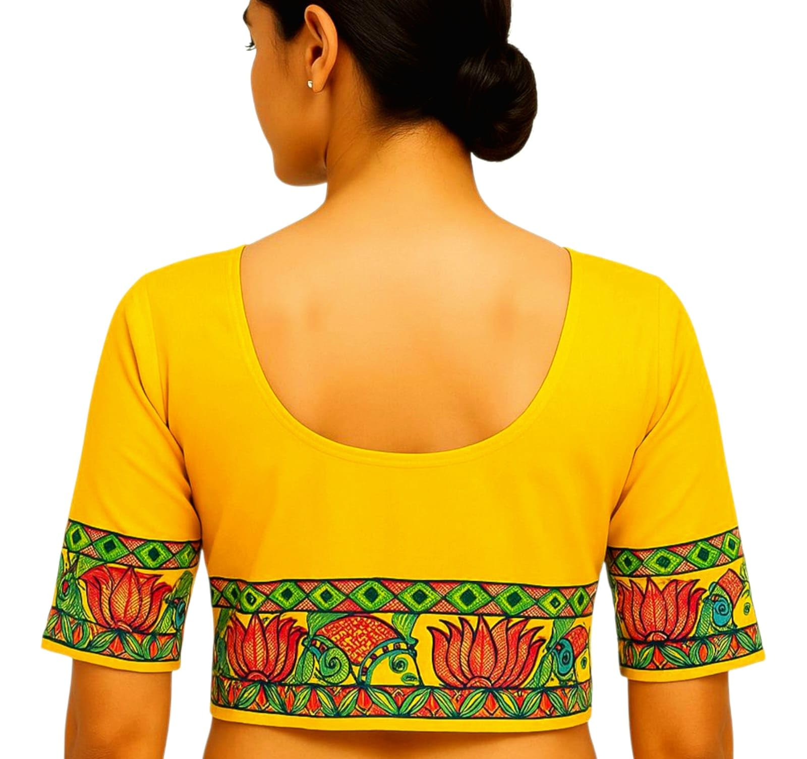 Cotton Silk Madhubani Hand-Painted Blouse Pieces for Women & Girls | Elegant Artisanal Designs Combining Traditional Craftsmanship and Modern Fashion-image-41