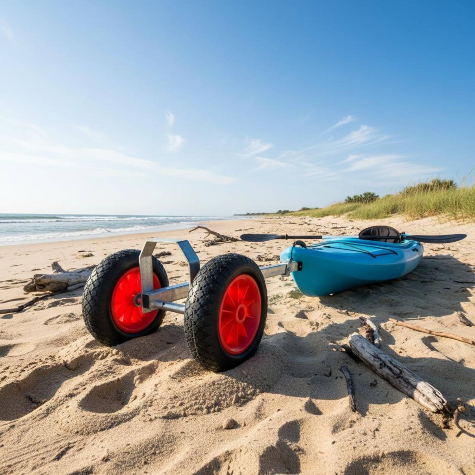 Milageto 2 Piezas Rueda Remolque Kayak Carrito Portaequipos Ruedín Playa Neumático Sólido PU con Tracción en Arena y Suelo Irregular Adecuada para, Verde, M