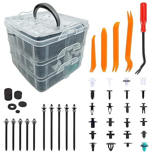 Aodigesa 675 clips de retención de automóvil remaches de plástico para guardabarros de parachoques juego de pasadores de nailon de 16 tamaños más Aodigesa 675 clips de retención de automóvil remaches de plástico para guardabarros de parachoques juego de pasadores de nailon de 16 tamaños más