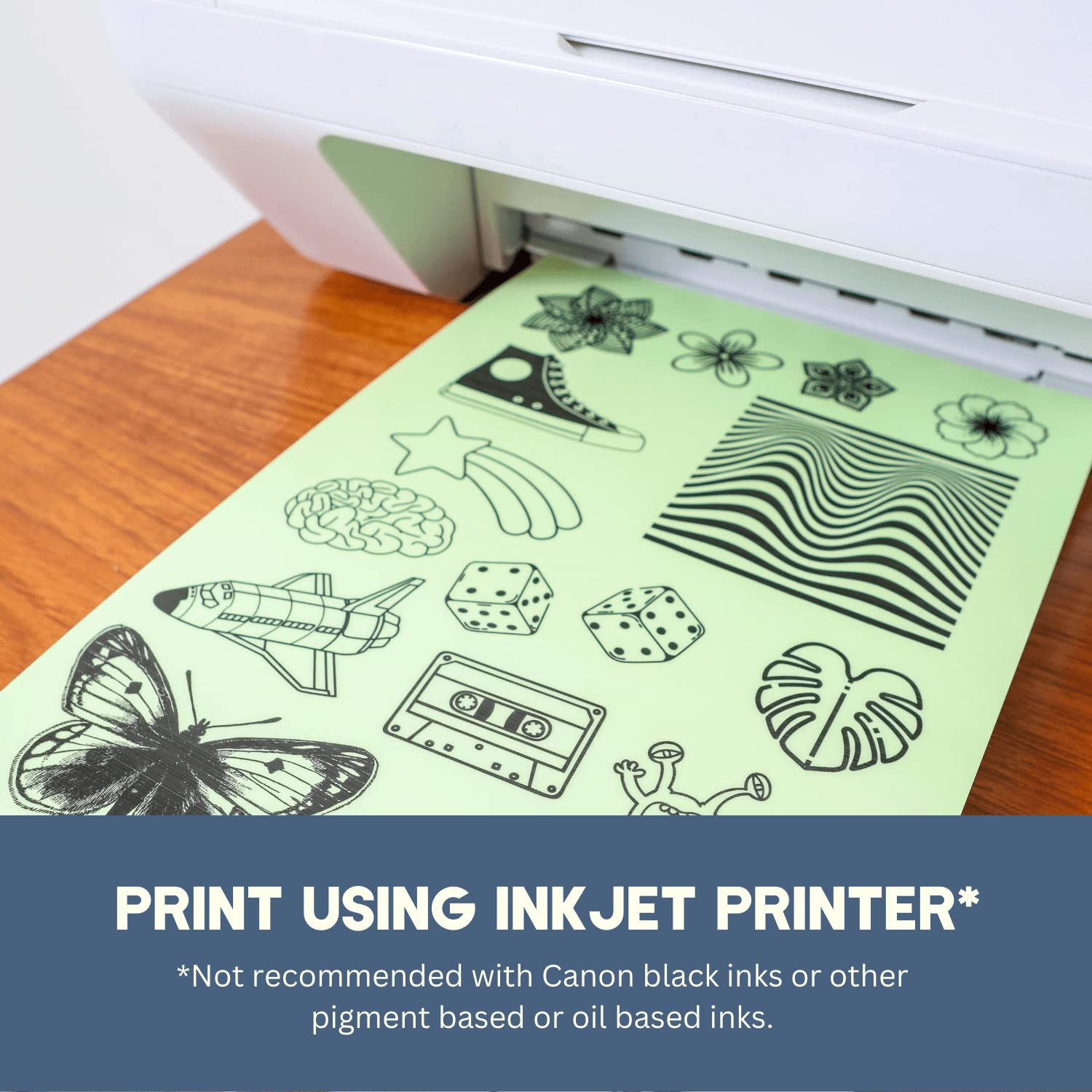 Hayes Paper Co. Papel adhesivo de vinilo imprimible que brilla en la oscuridad, tamaño A4, 5 hojas, perfecto para diseños únicos y llamativos
