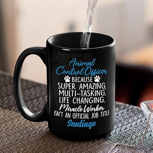 Miniatura 4 de Personalized Name Animal Control Officer Because Miracle Worker Isn't An Official Job Title Black Coffee Mug, Animal Control Worker Coffee Cup Gift