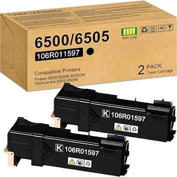 Phaser 6500|WorkCentre 6505 Toner Cartridge, 106R01597 Toner Replacement for Xerox Phaser 6500 6500N 6500DN WorkCentre 6505 6505N Printers 2 Black
