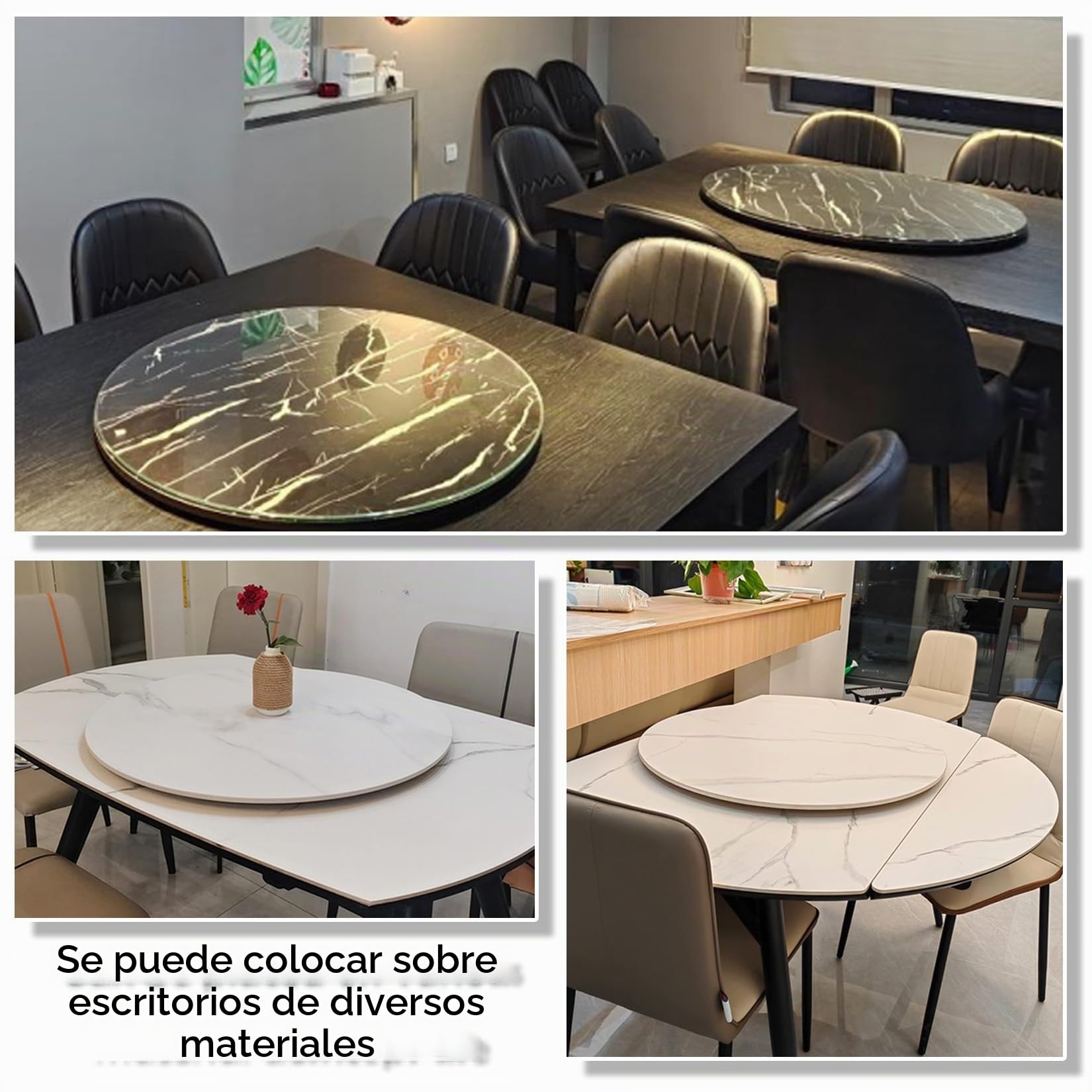 ESOYAWE Rotación De 360 Plato Giratorio De Madera para Mesa De Comedor, Ø 50 60 70 80 90 100 Cm Redondo Lazy Susan Placa Giratoria, Bandeja De Placa Giratoria con Cojinete Silencioso